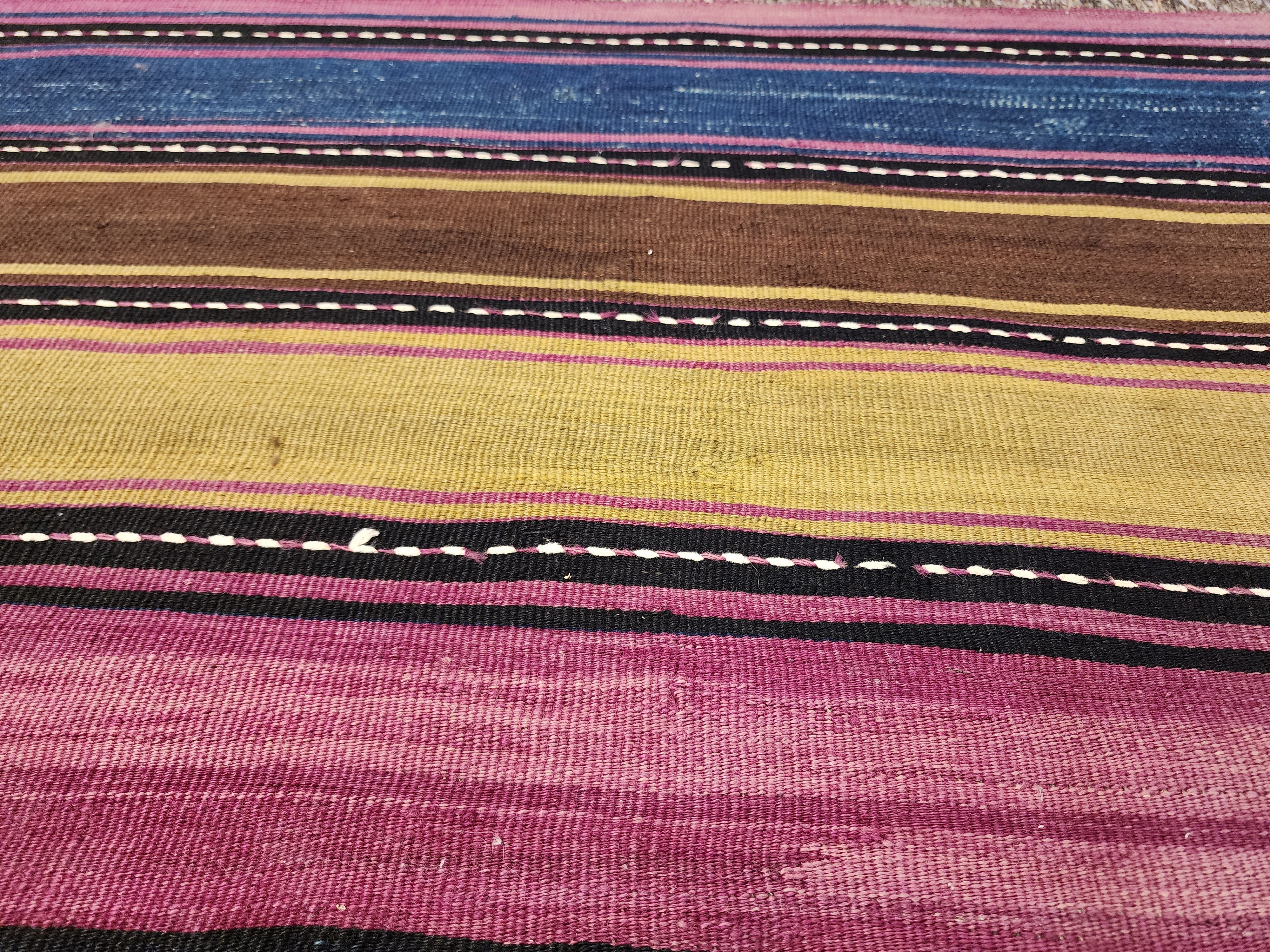 Antique Turkish Kilim Rug 6 x 5 ft, Antique Persian Boho Rustic Floor Rug