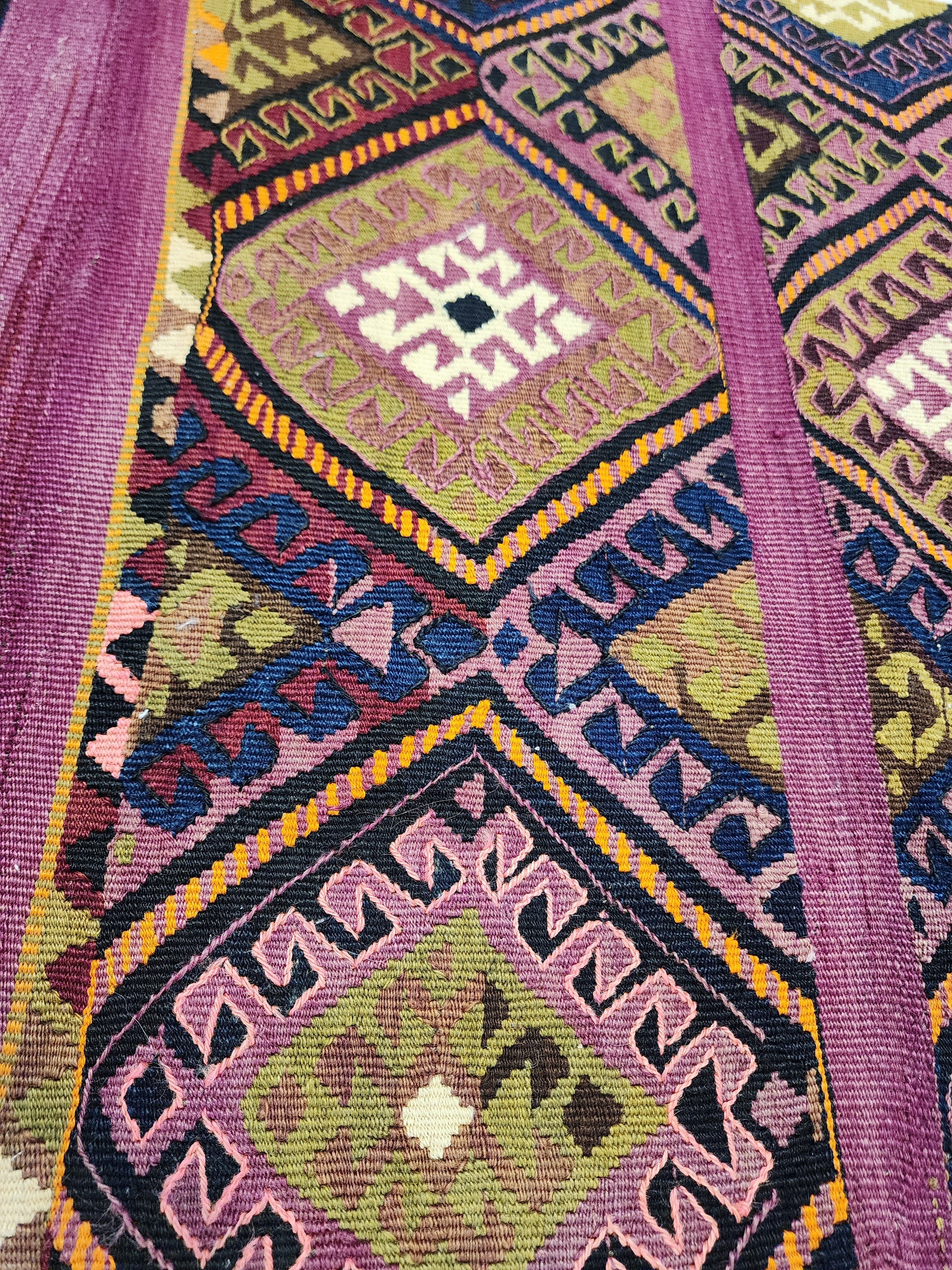 Antique Turkish Kilim Rug 6 x 5 ft, Antique Persian Boho Rustic Floor Rug