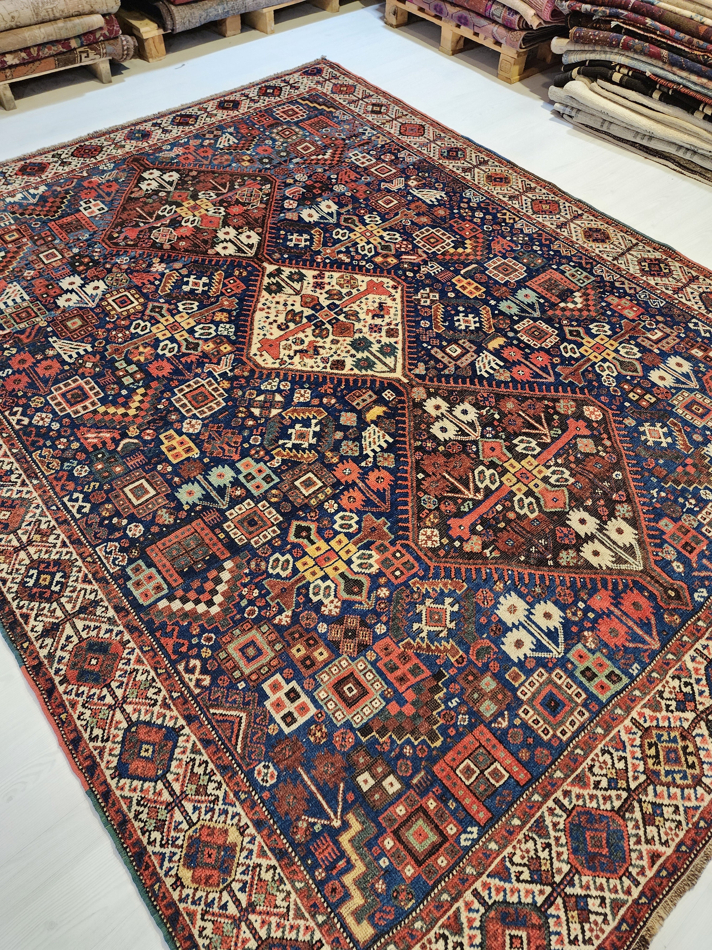 antique Caucasian Shirvan Wool Large Area Rug — detail texture