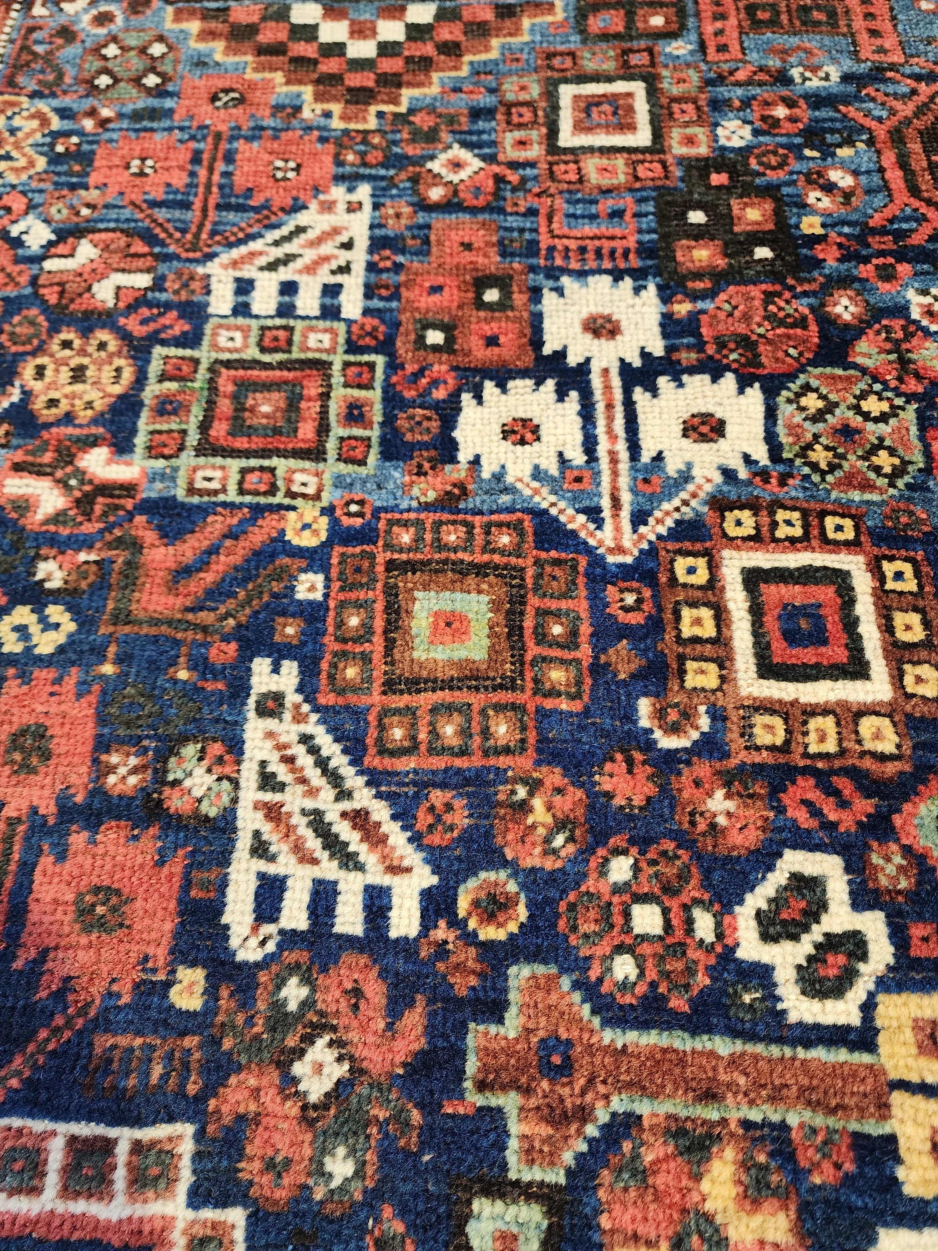 antique Caucasian Shirvan Wool Large Area Rug — colour close-up