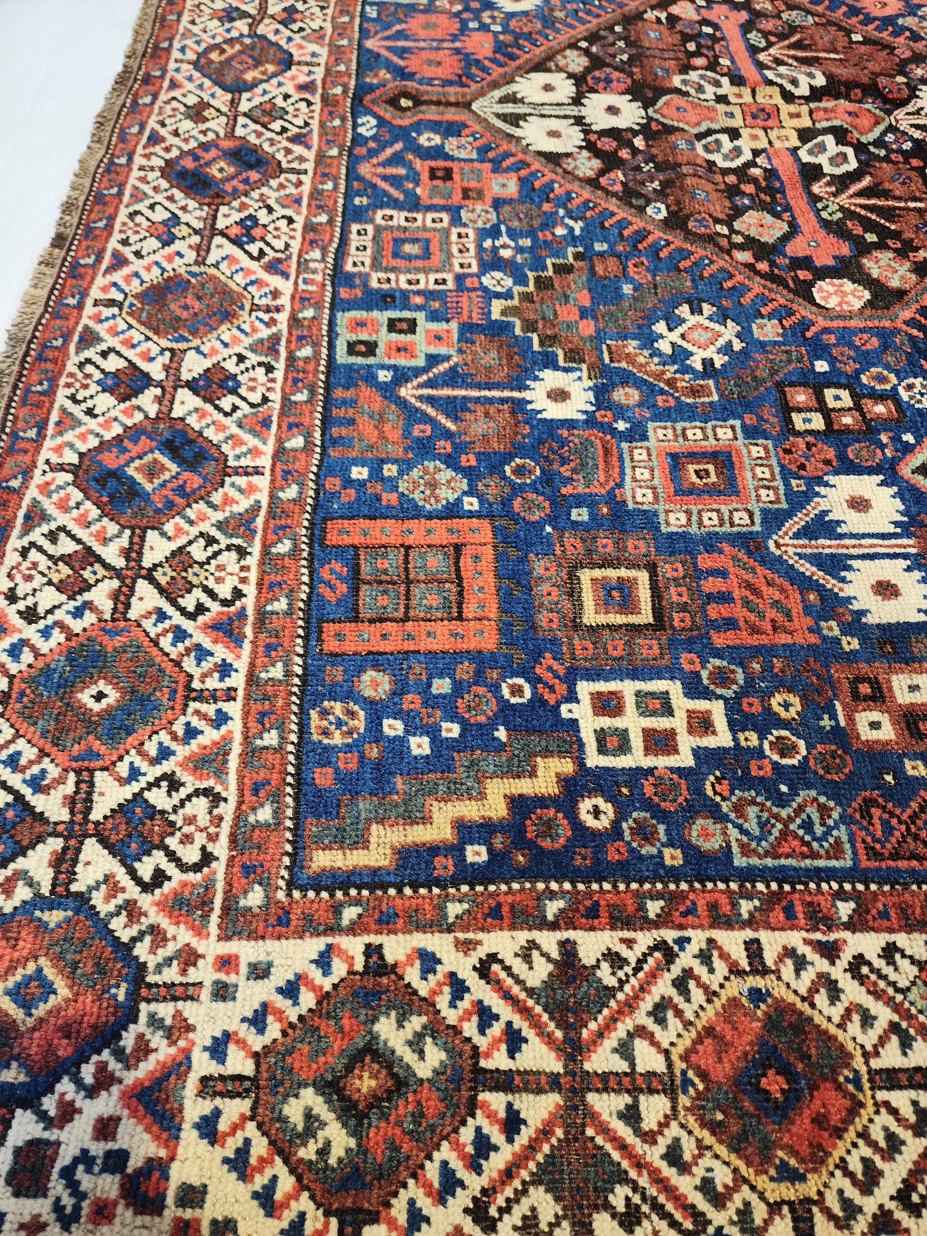 antique Caucasian Shirvan Wool Large Area Rug — styled view