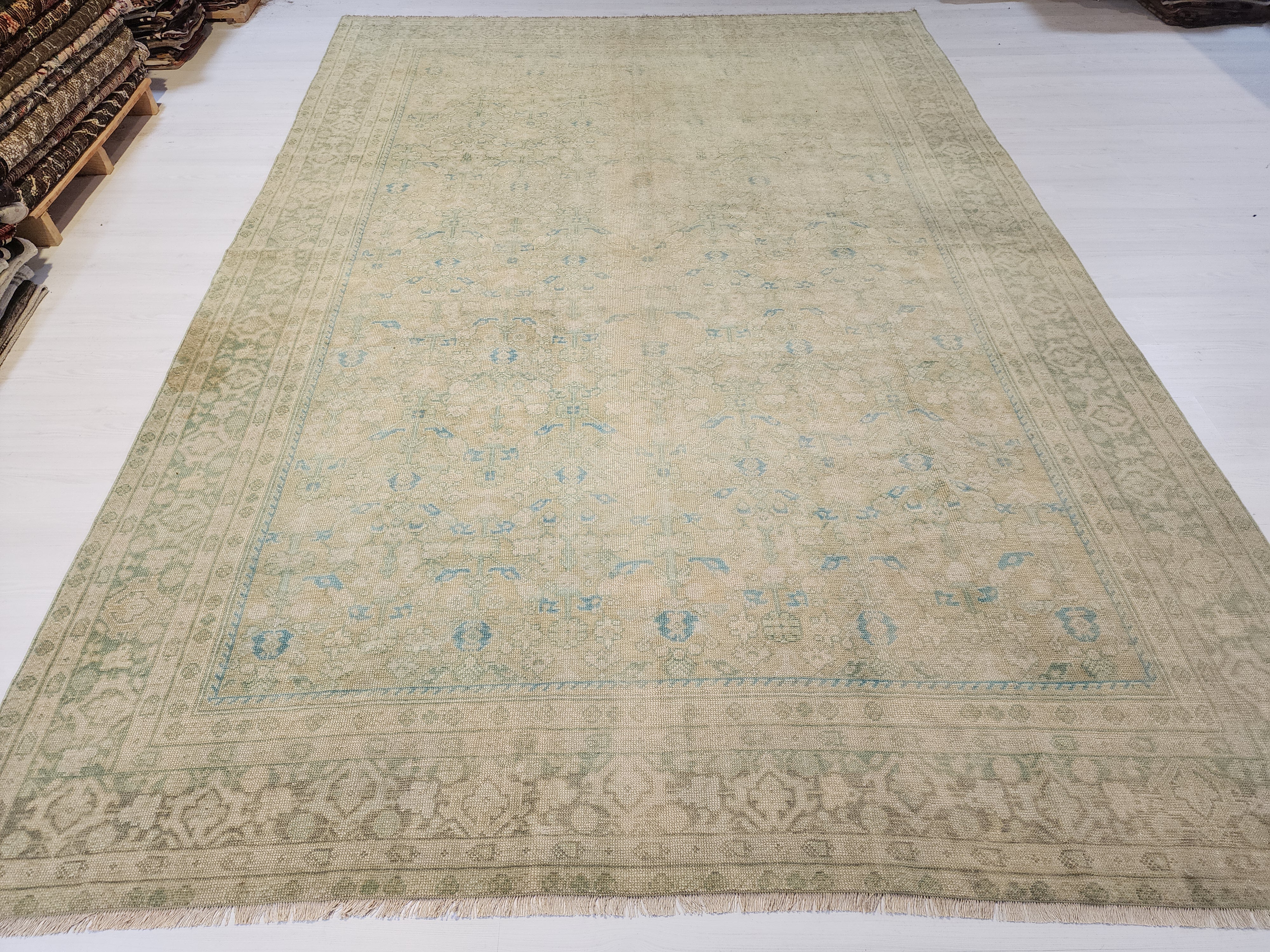 vintage Oushak Wool Large Area Rug — detail texture