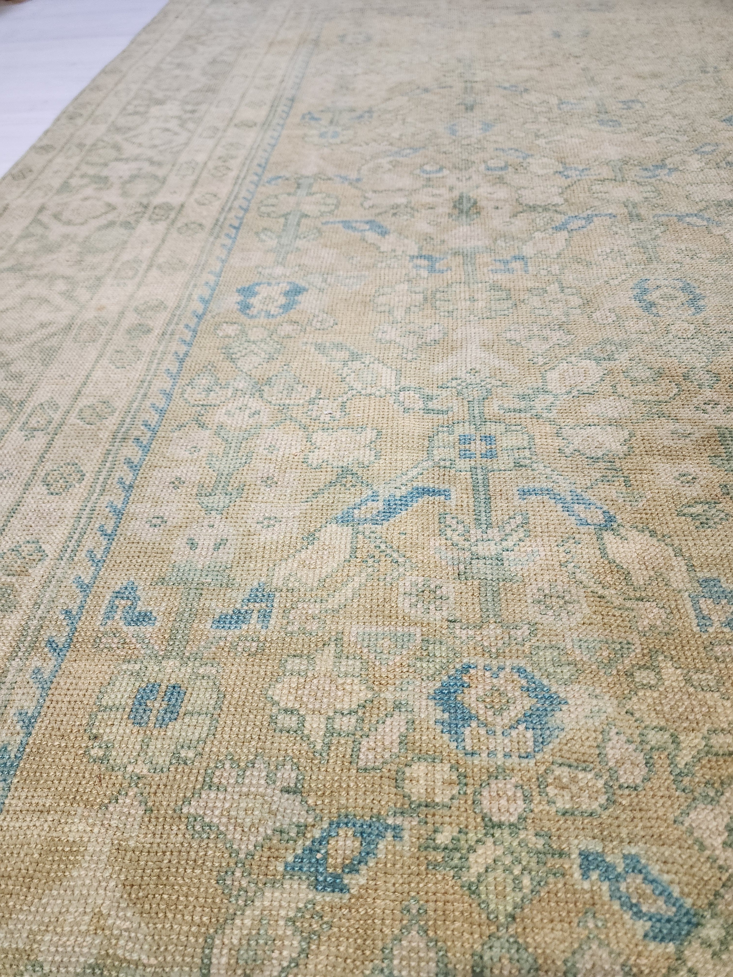 vintage Oushak Wool Large Area Rug — styled view