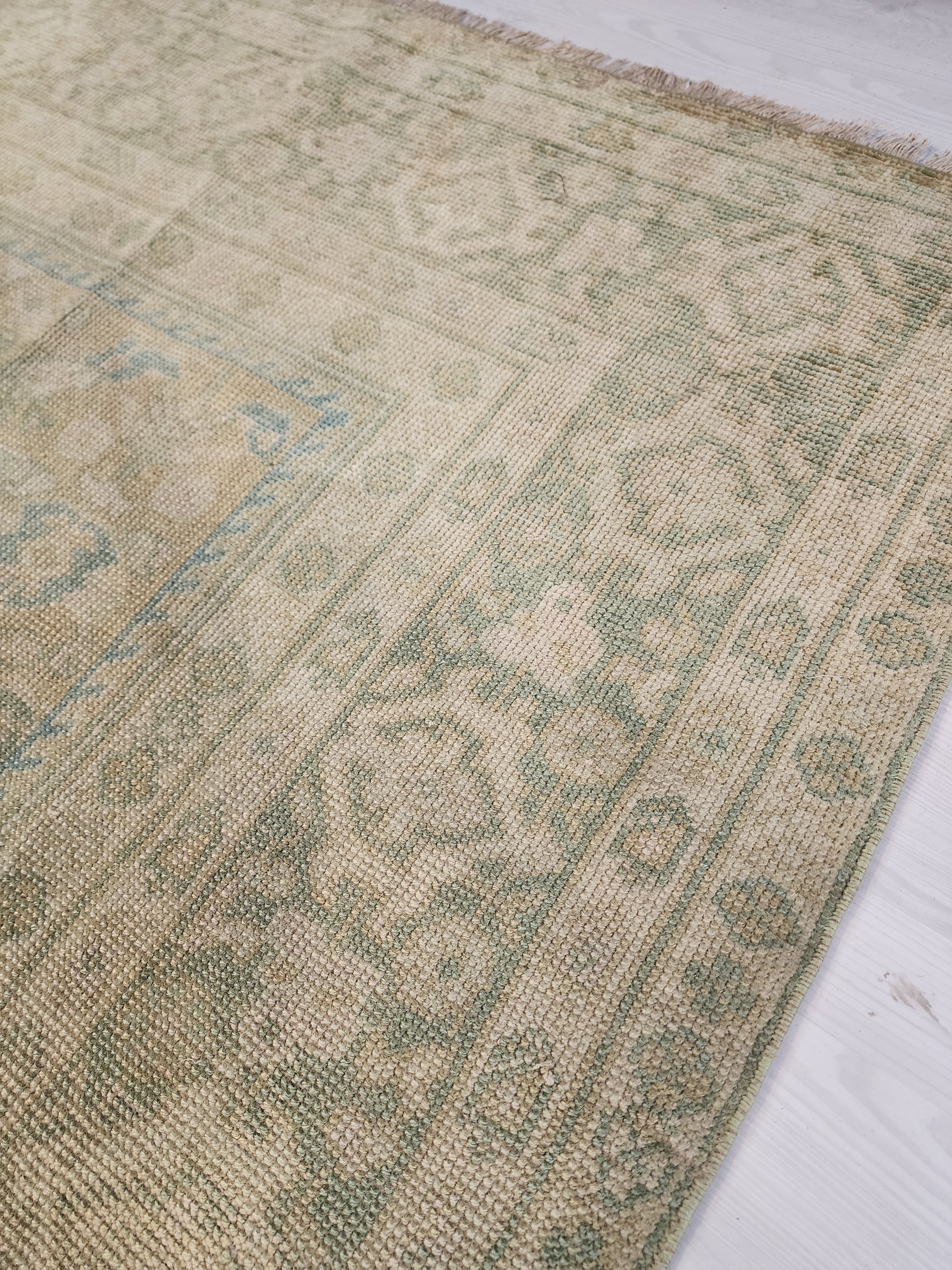 vintage Oushak Wool Large Area Rug — styled view