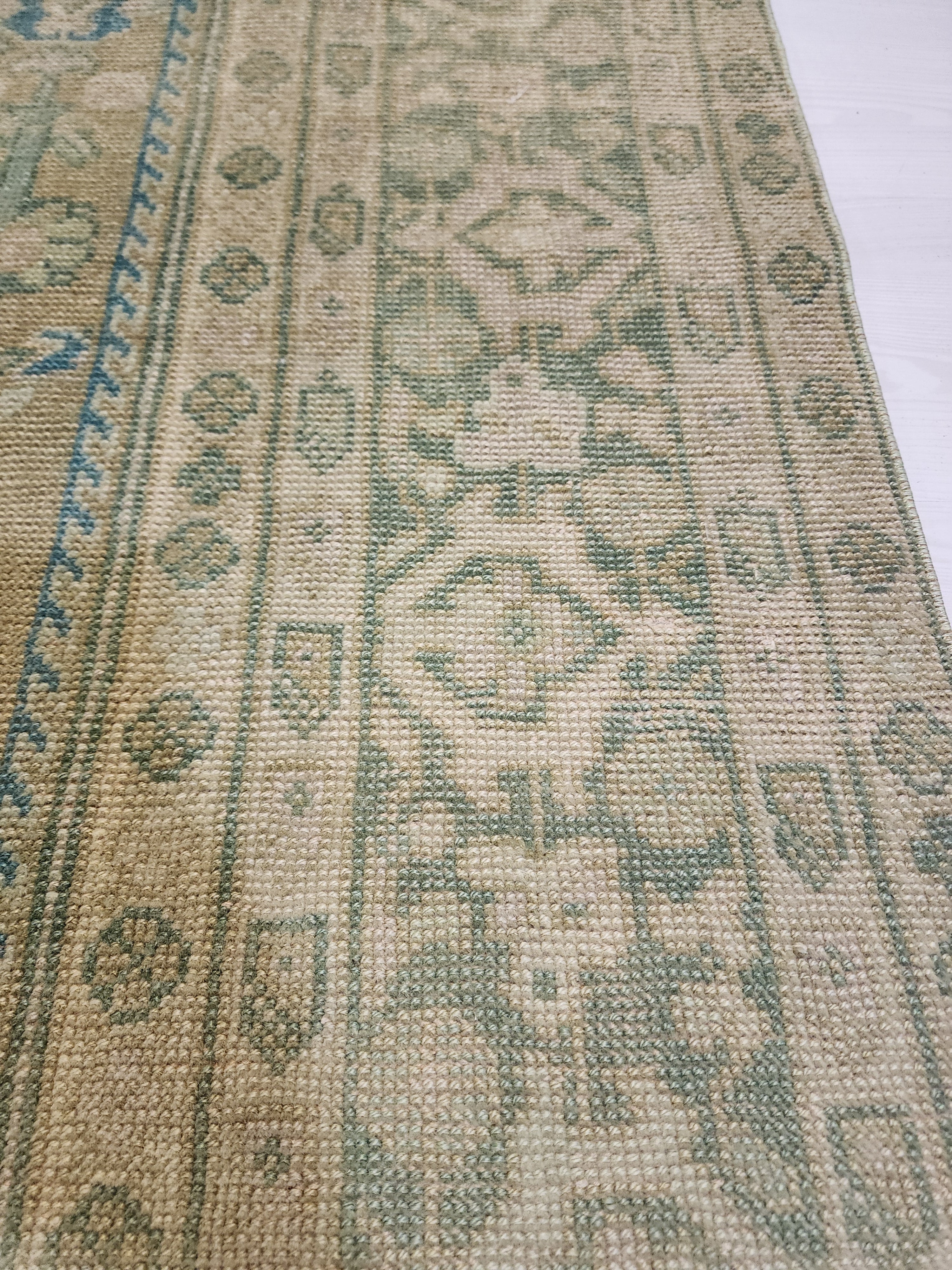 vintage Oushak Wool Large Area Rug — back view
