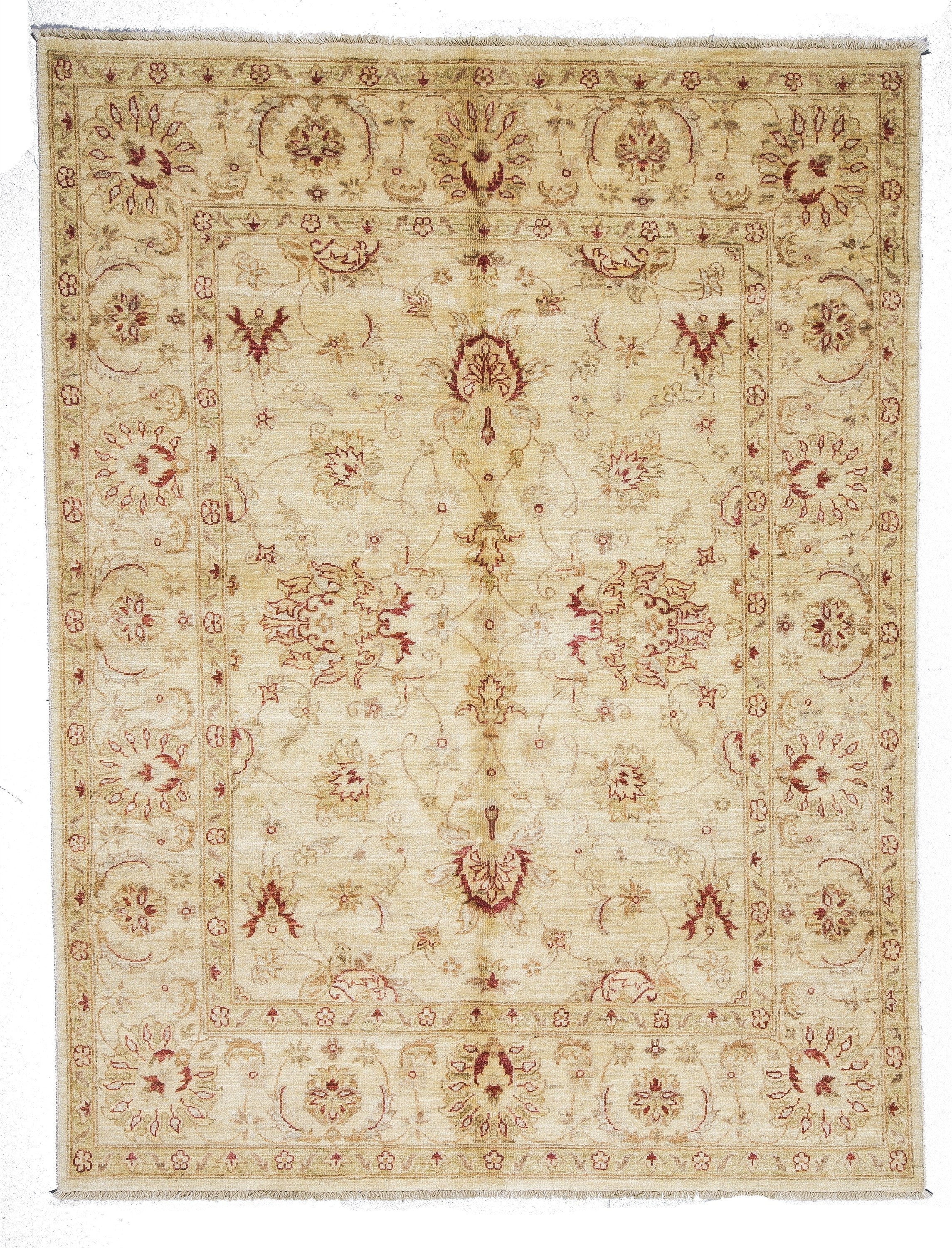 Turkish Usak Rug 6 x 5 ft Beige Brow Superfine Wool Rug