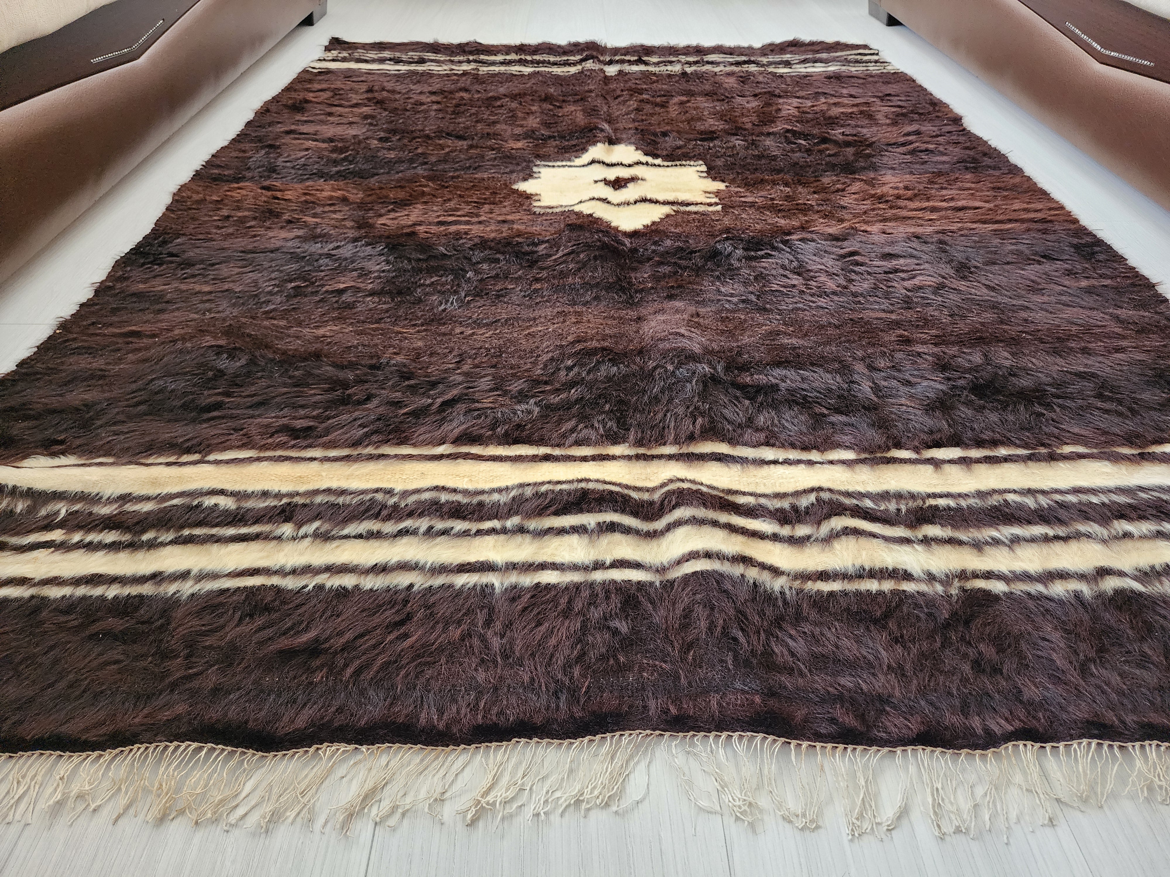 Authentic Siirt Floti Kilim Rug, Handwoven Turkish Wool Shag Rug