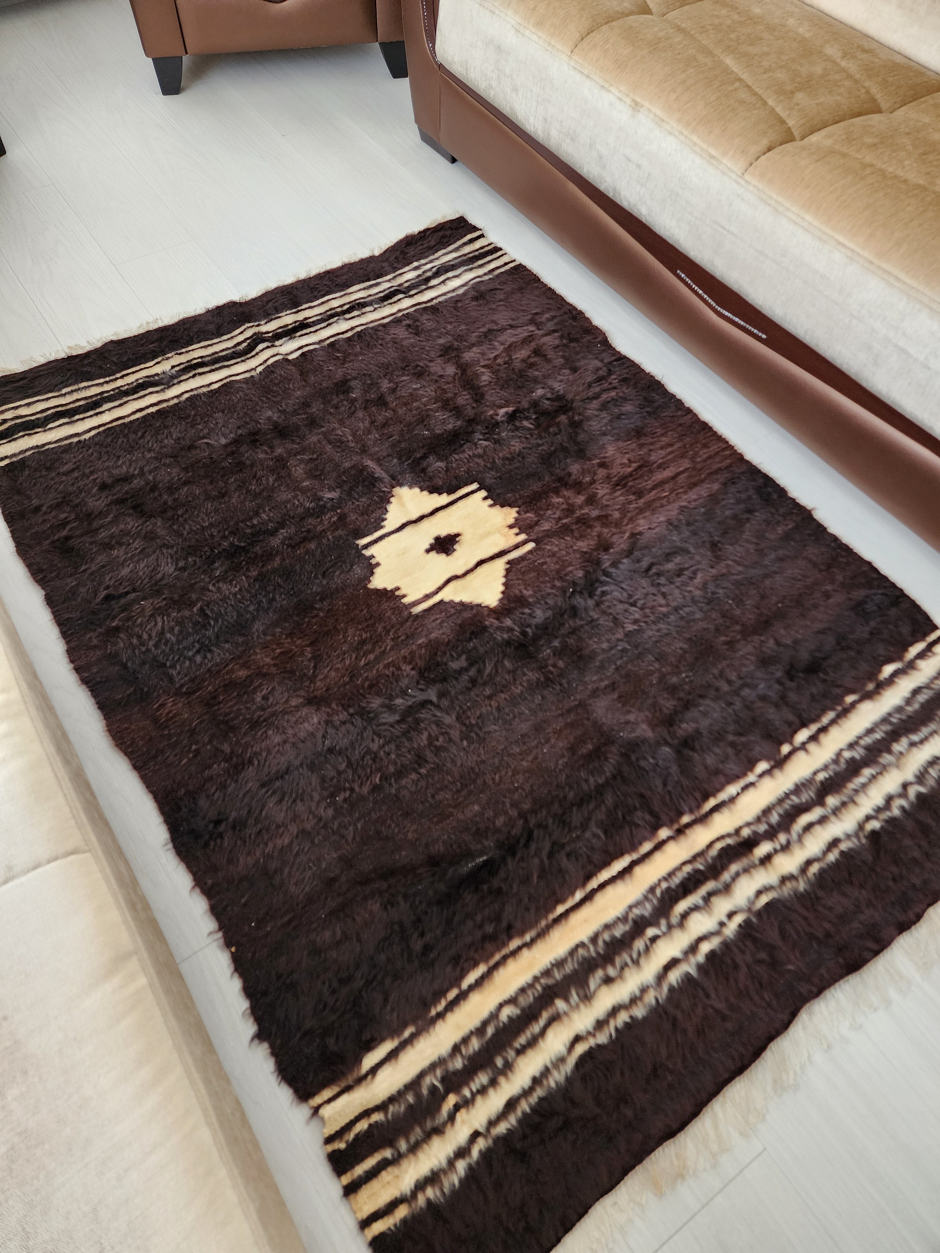 Authentic Siirt Floti Kilim Rug, Handwoven Turkish Wool Shag Rug