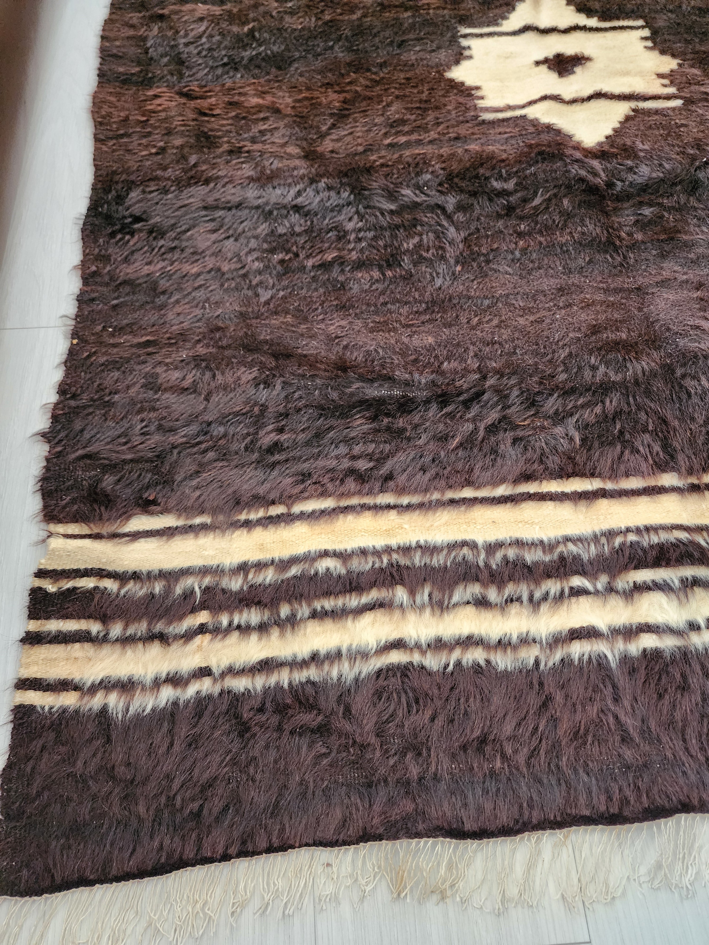 Authentic Siirt Floti Kilim Rug, Handwoven Turkish Wool Shag Rug