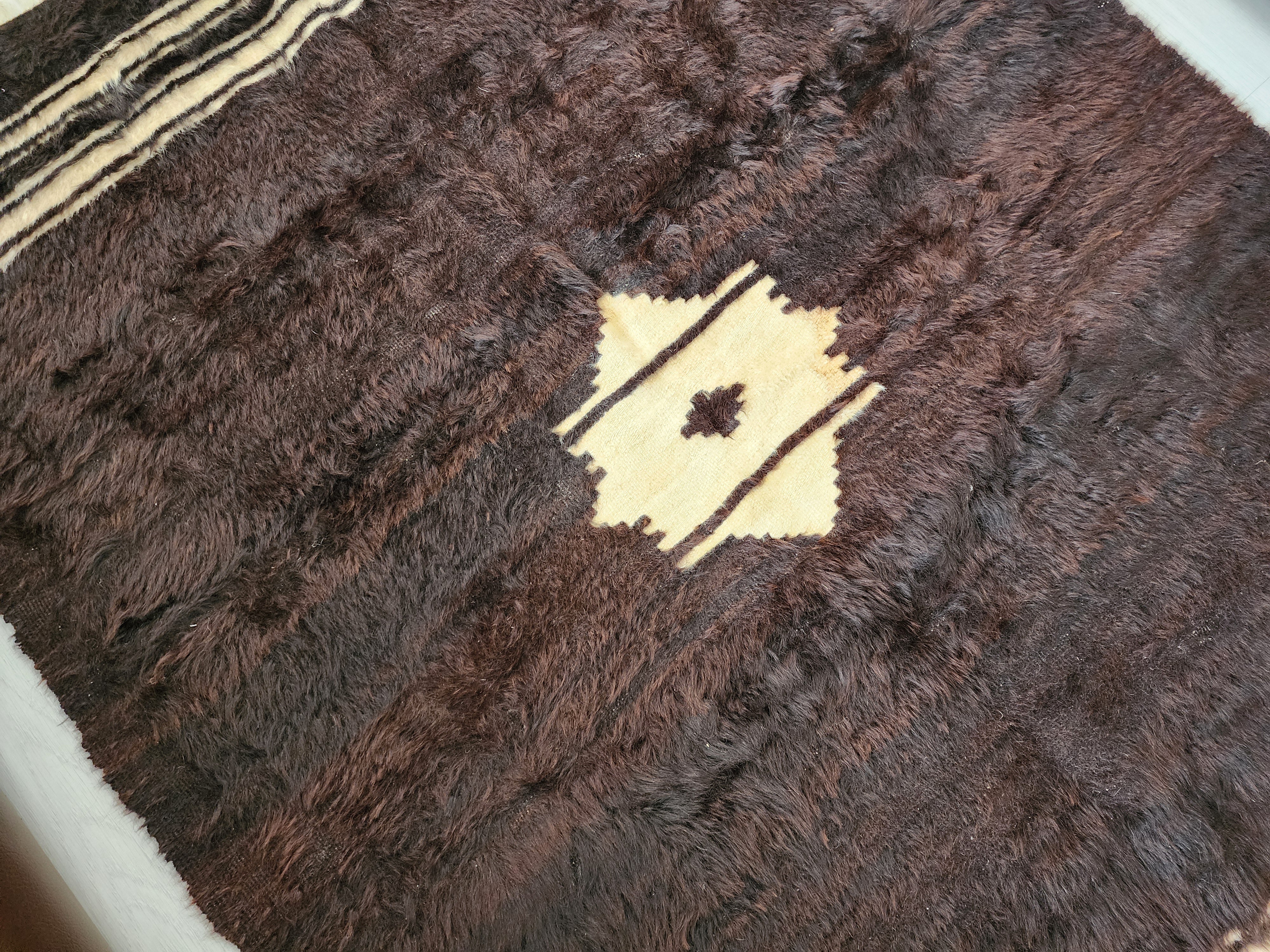 Authentic Siirt Floti Kilim Rug, Handwoven Turkish Wool Shag Rug