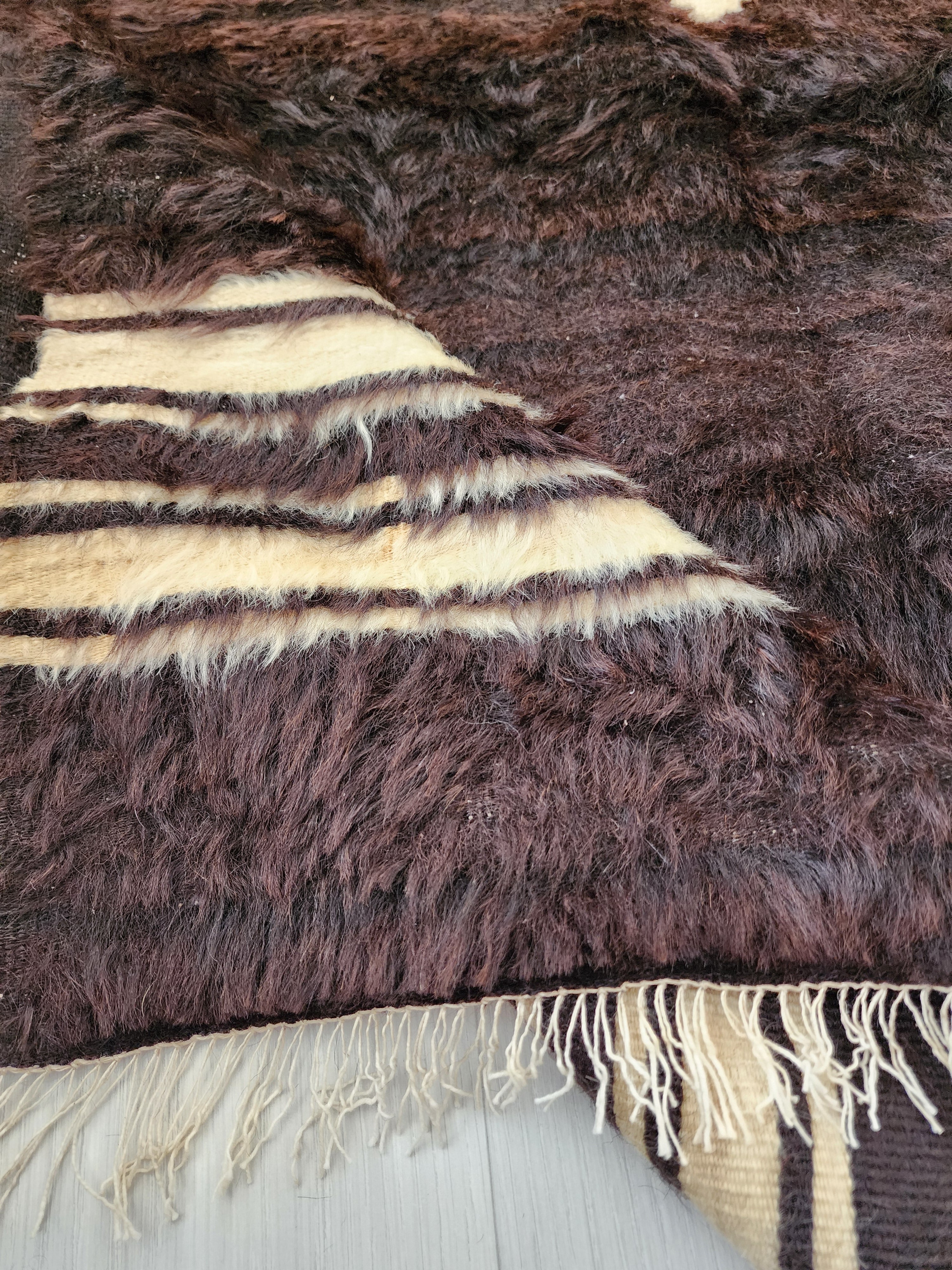 Authentic Siirt Floti Kilim Rug, Handwoven Turkish Wool Shag Rug