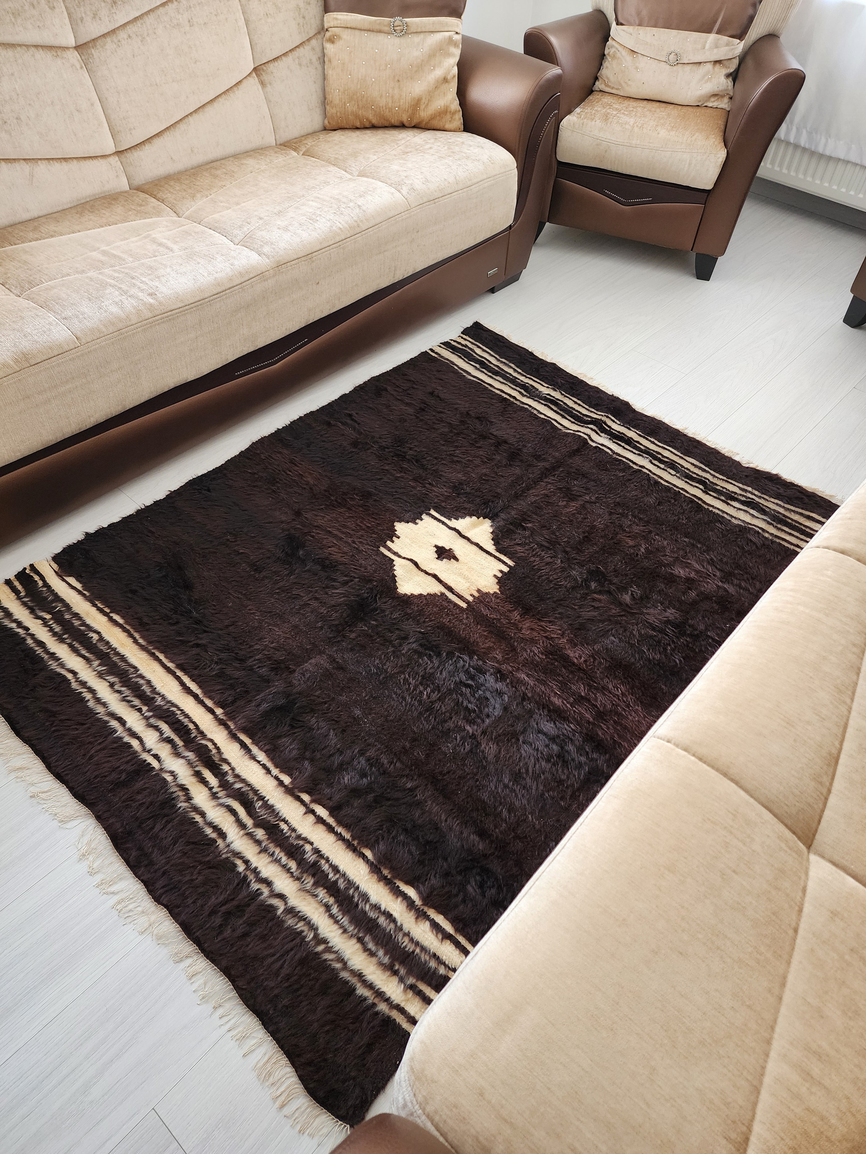 Authentic Siirt Floti Kilim Rug, Handwoven Turkish Wool Shag Rug