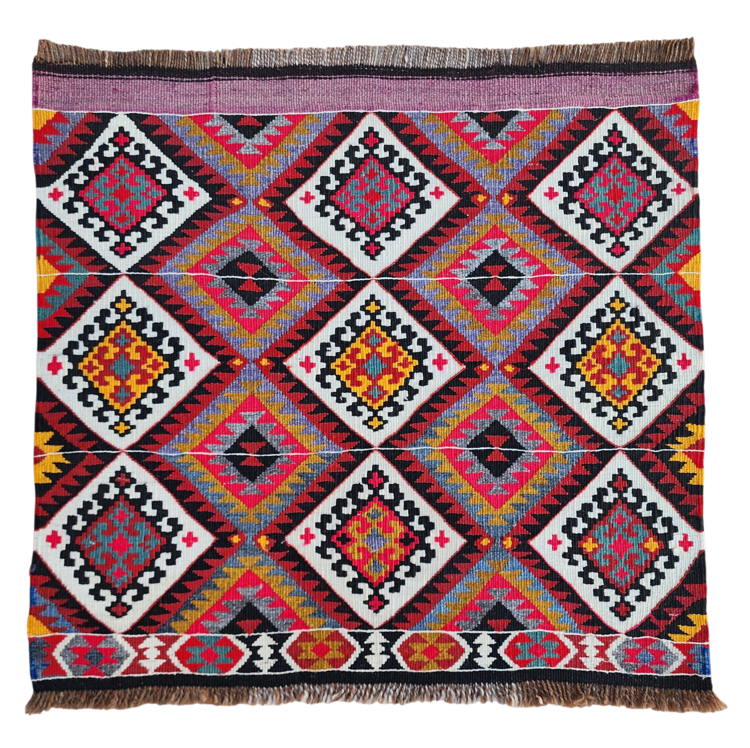 Turkish Kilim Rug 2 x 2 ft Pink Orange Blue Kilim Rug, Vintage Southwestern Aztec Handmade Wool Kilim, Antique Persian Rustic Farmhouse Rug (Copy)