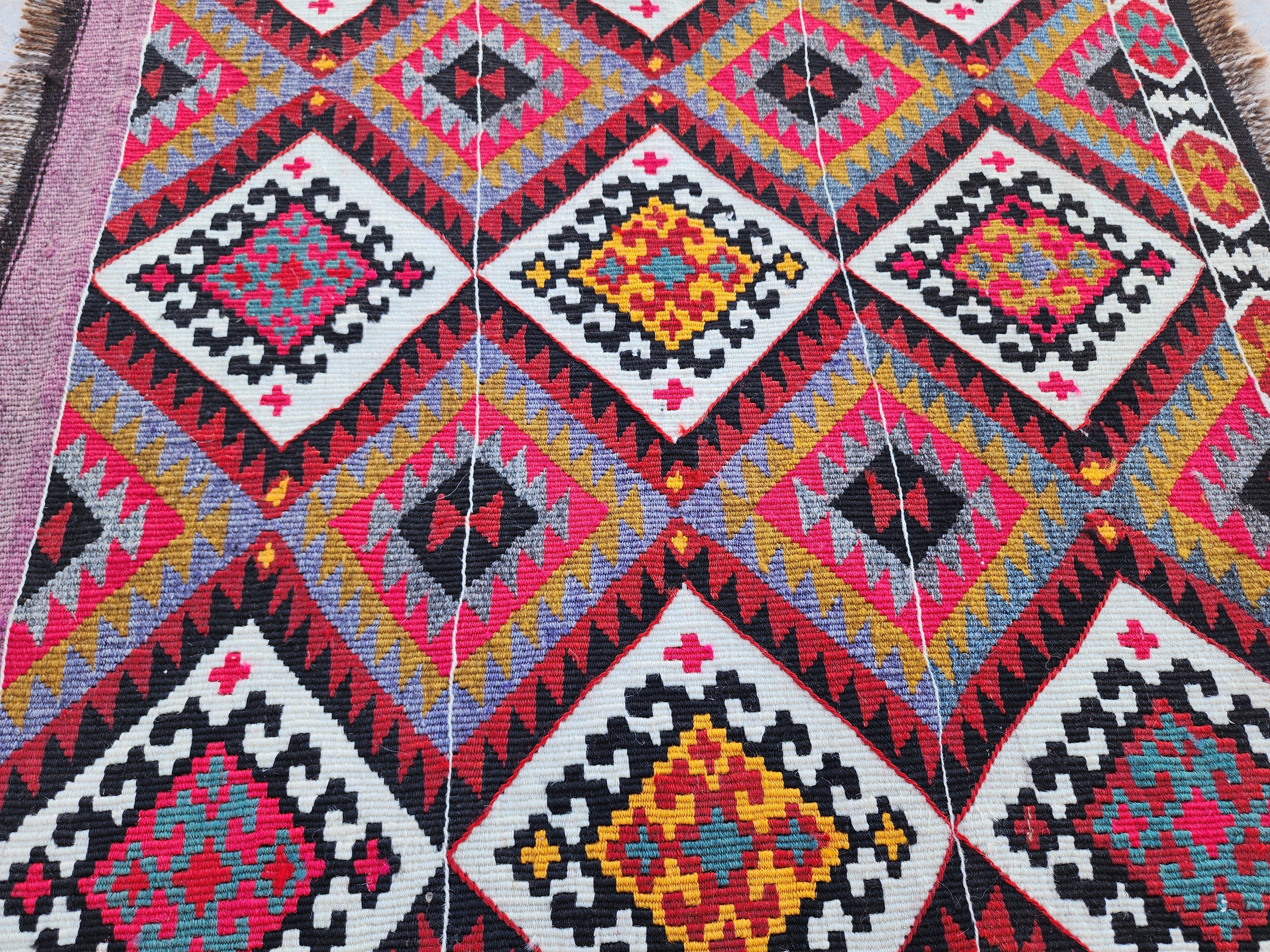 Turkish Kilim Rug 2 x 2 ft Pink Orange Blue Kilim Rug, Vintage Southwestern Aztec Handmade Wool Kilim, Antique Persian Rustic Farmhouse Rug (Copy)