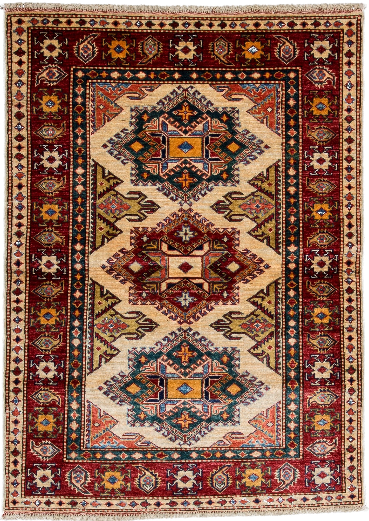 Caucasian Geometric Medallion Rug 4'7'' x 3'1''