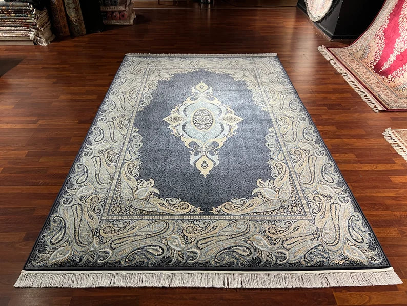 Contemporary Medium Turkish Design Bamboo Silk Rug, Persian Style Oriental Viscose Silk Floor Rug for Hall Entry Living Room or Bedroom 6 ft x 4 ft