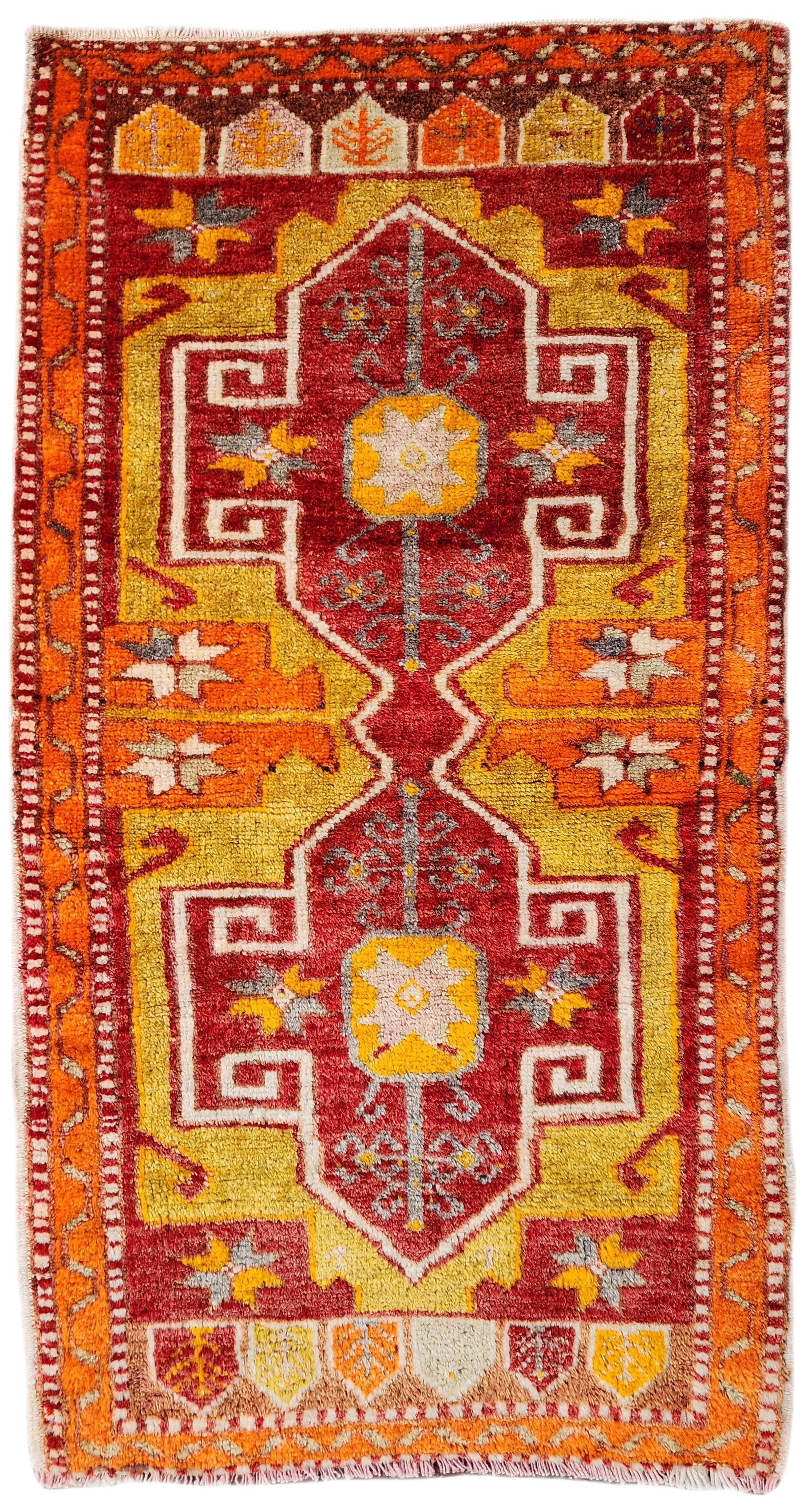 Vintage Turkish Konya Rug, Tribal Nomadic Bohemian Rustic Decor 3'2"x1'8"