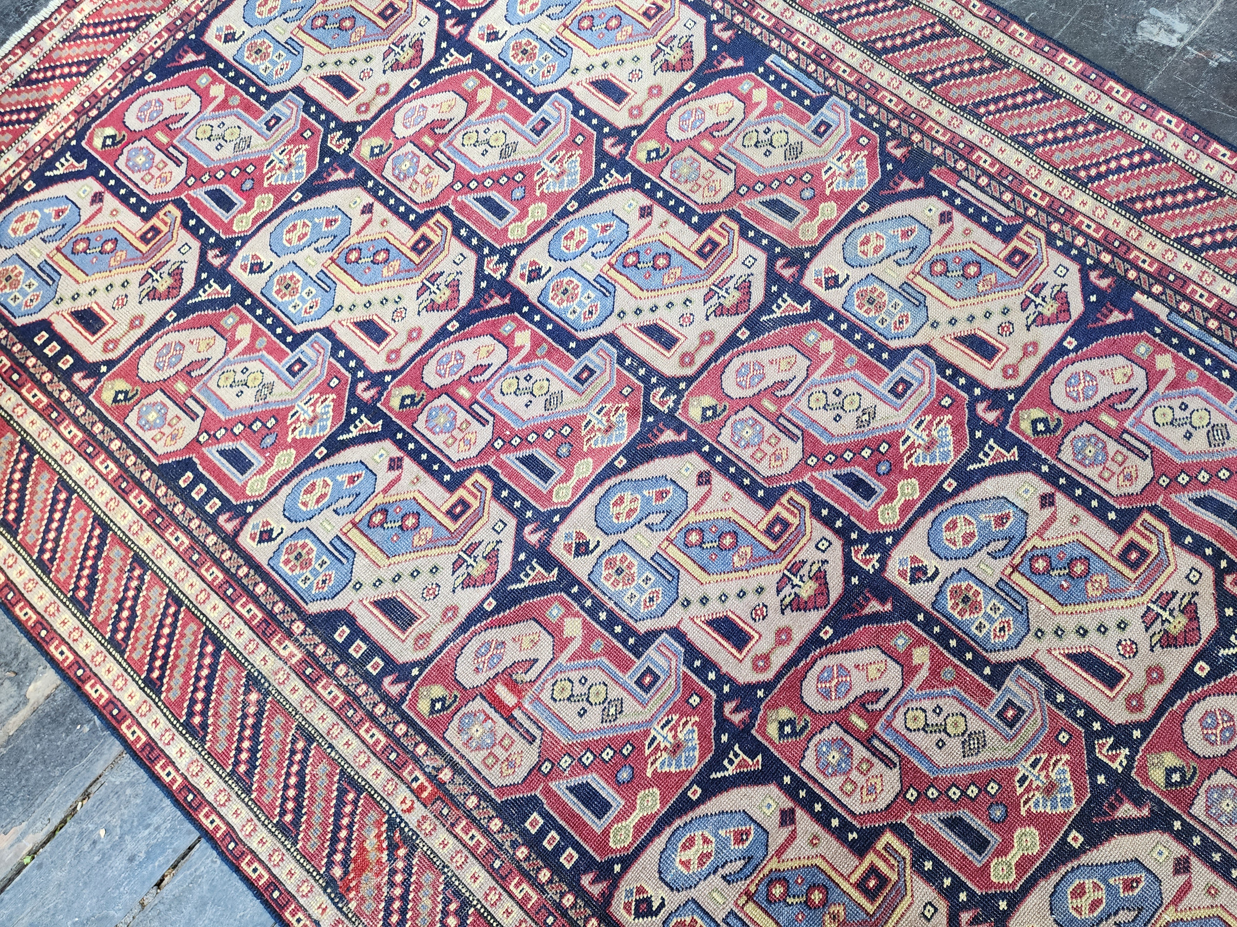 Vintage Persian Area Rug 8'1'' x 5'1'' Vintage Turkish Tribal Natural Wool Rug, Recycled Oriental Design Rustic Bohemian Floor Rug, Carpet