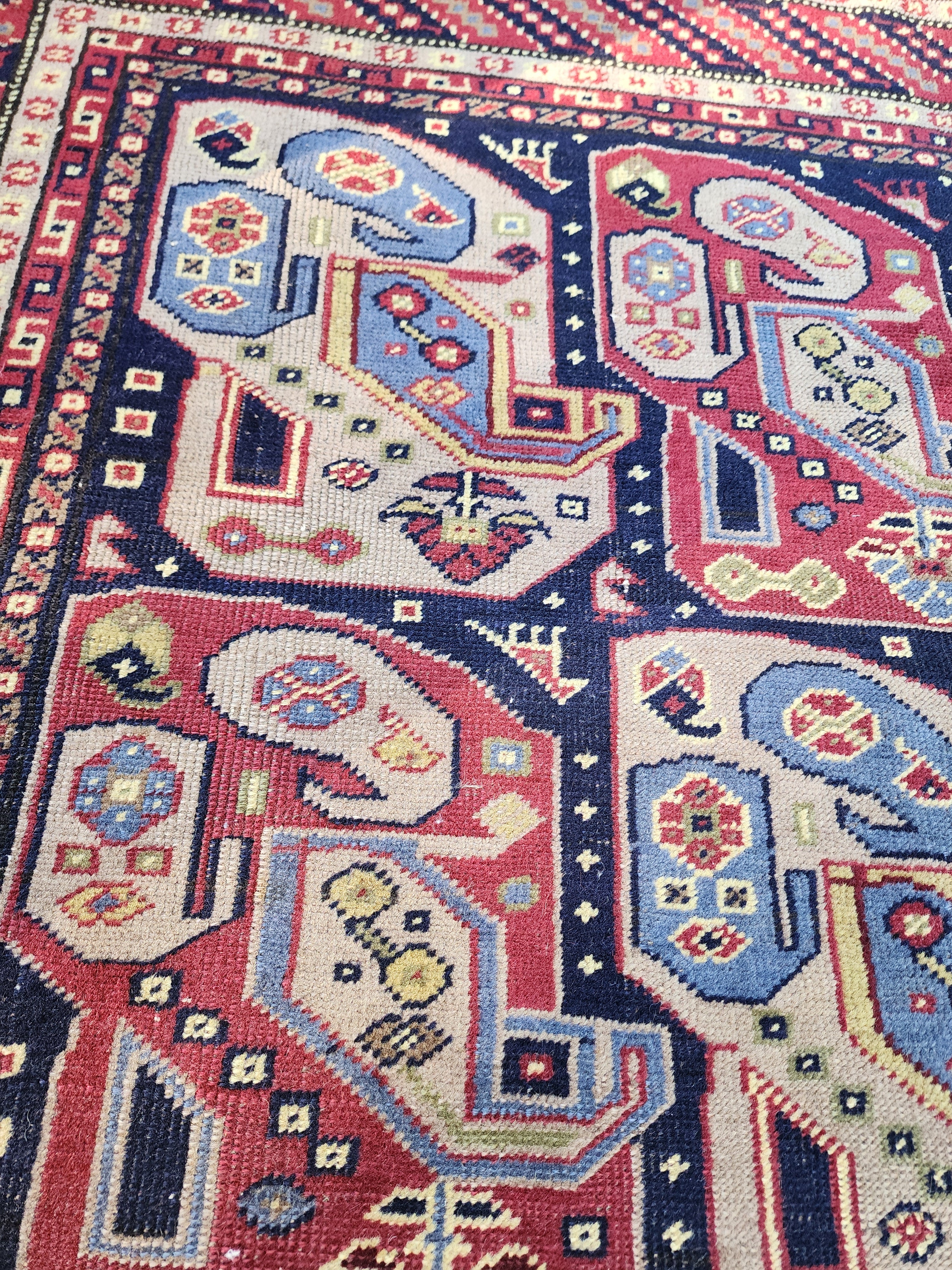 Vintage Persian Area Rug 8'1'' x 5'1'' Vintage Turkish Tribal Natural Wool Rug, Recycled Oriental Design Rustic Bohemian Floor Rug, Carpet