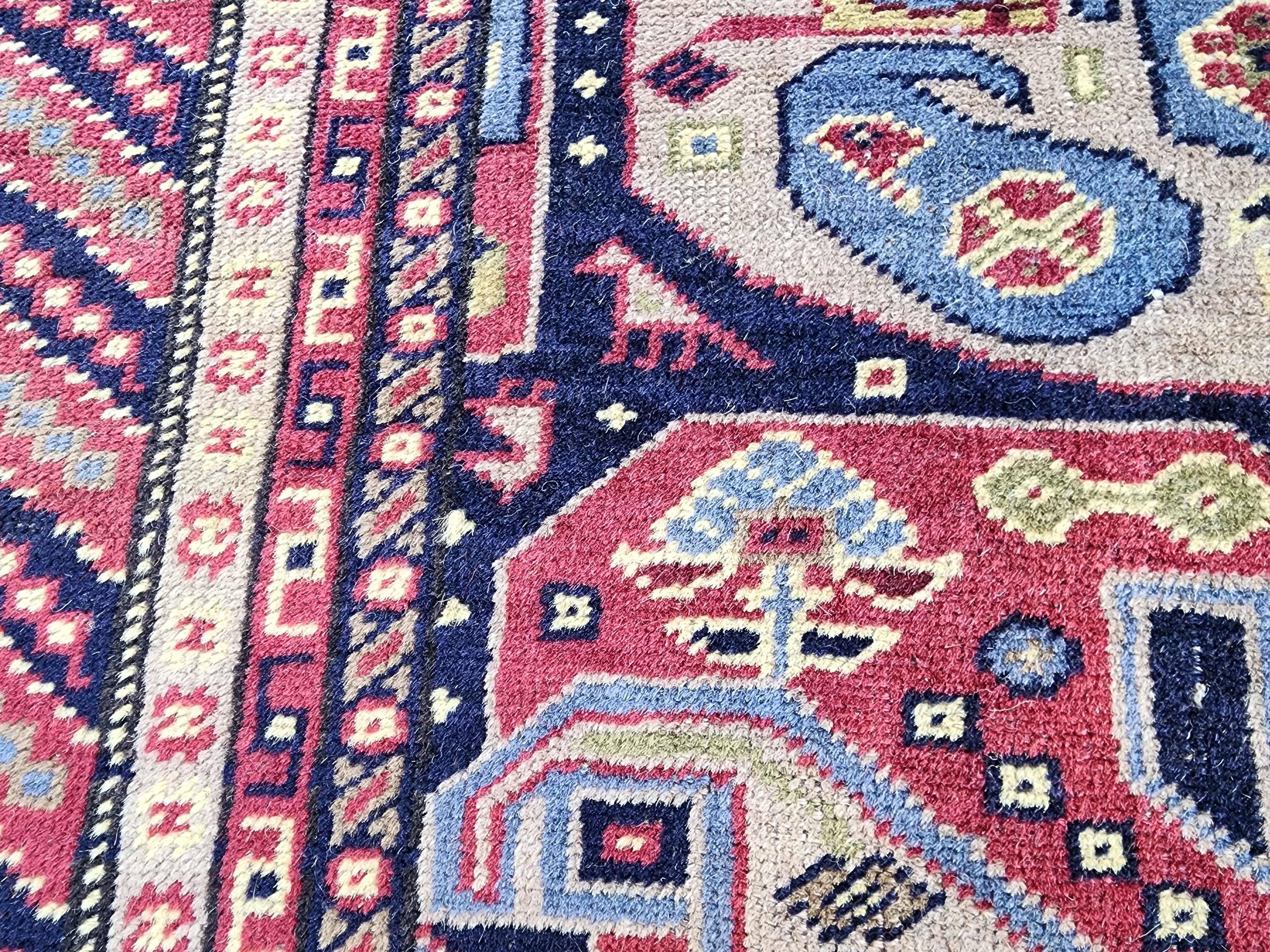 Vintage Persian Area Rug 8'1'' x 5'1'' Vintage Turkish Tribal Natural Wool Rug, Recycled Oriental Design Rustic Bohemian Floor Rug, Carpet