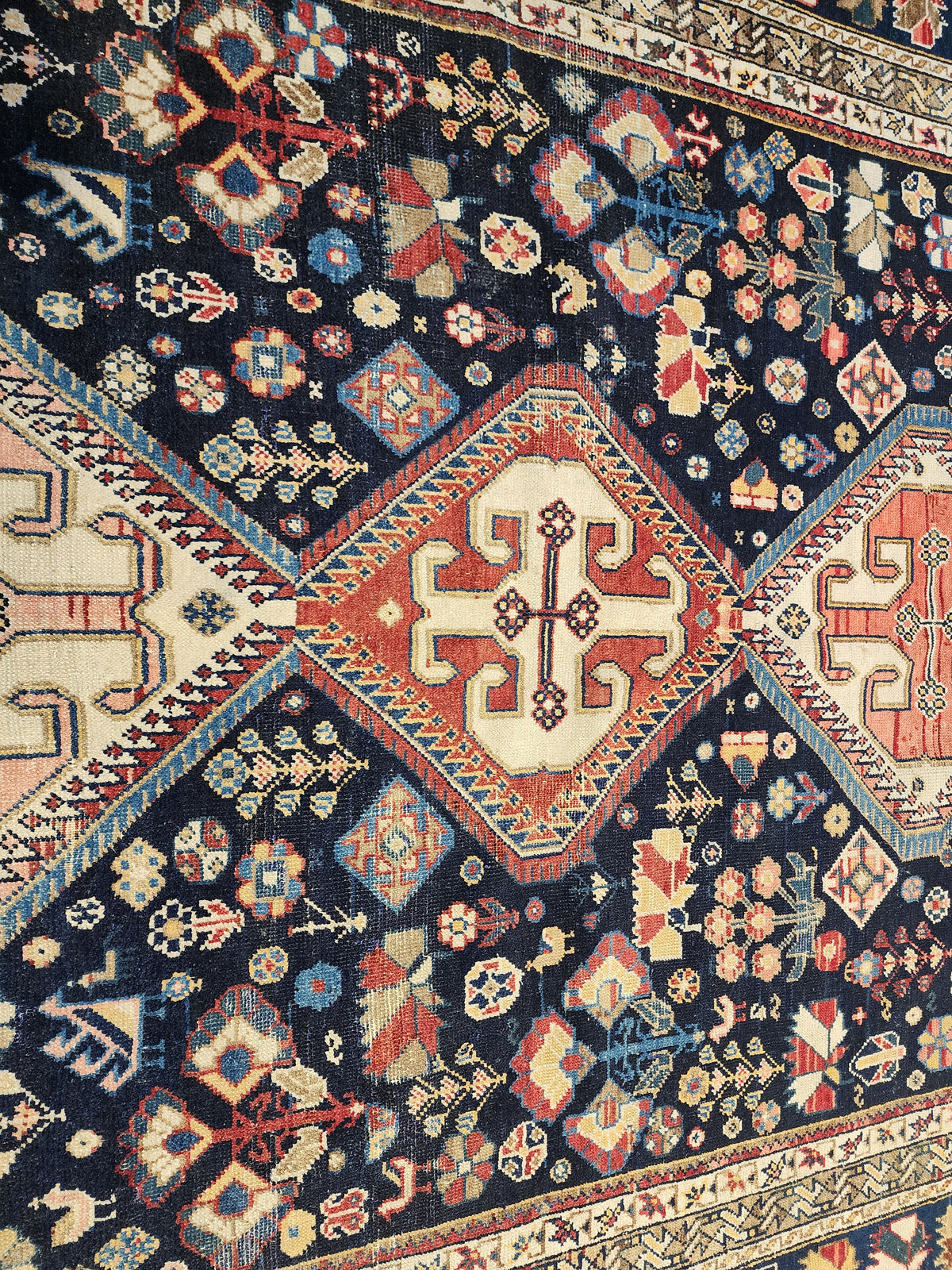 Antique Afshar rug in blue, brown and pink, 5'6" x 7', photo 3