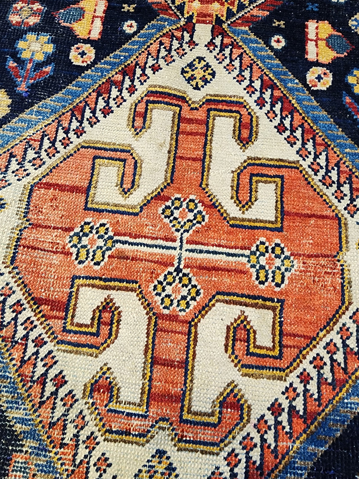 Antique Afshar rug in blue, brown and pink, 5'6" x 7', photo 9