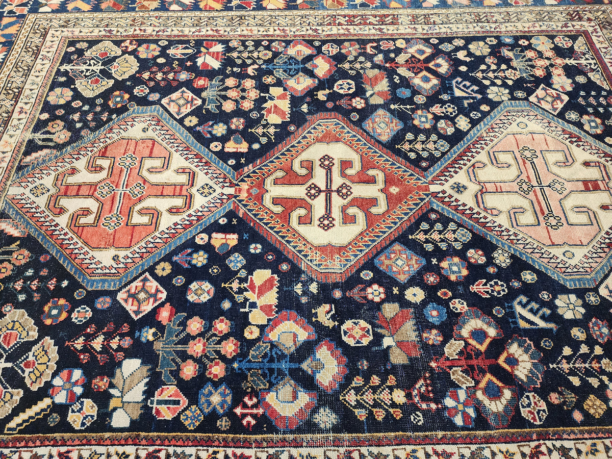 Antique Afshar rug in blue, brown and pink, 5'6" x 7', photo 10