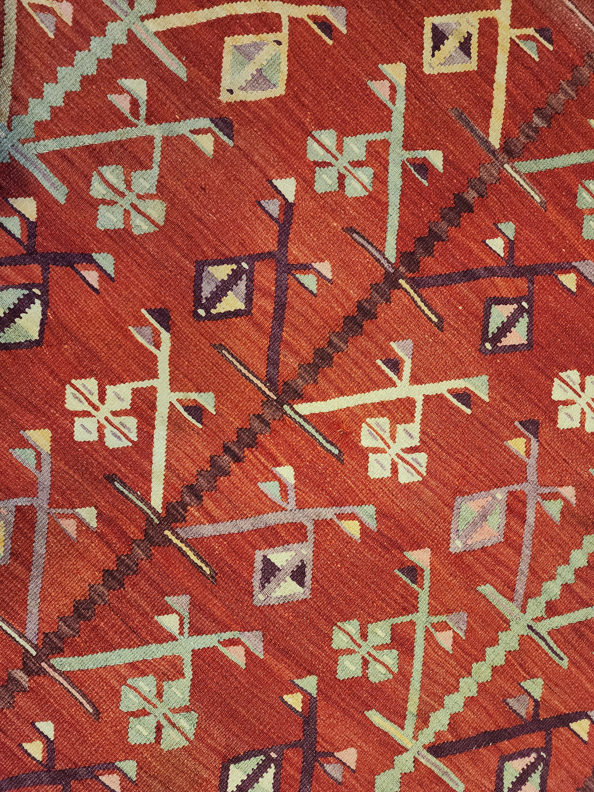 Antique Göçmen kilim rug in red, purple and green, 6'10" x 9'8", photo 9