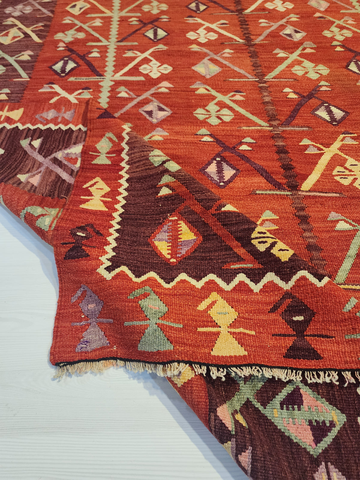 Antique Göçmen kilim rug in red, purple and green, 6'10" x 9'8", photo 13