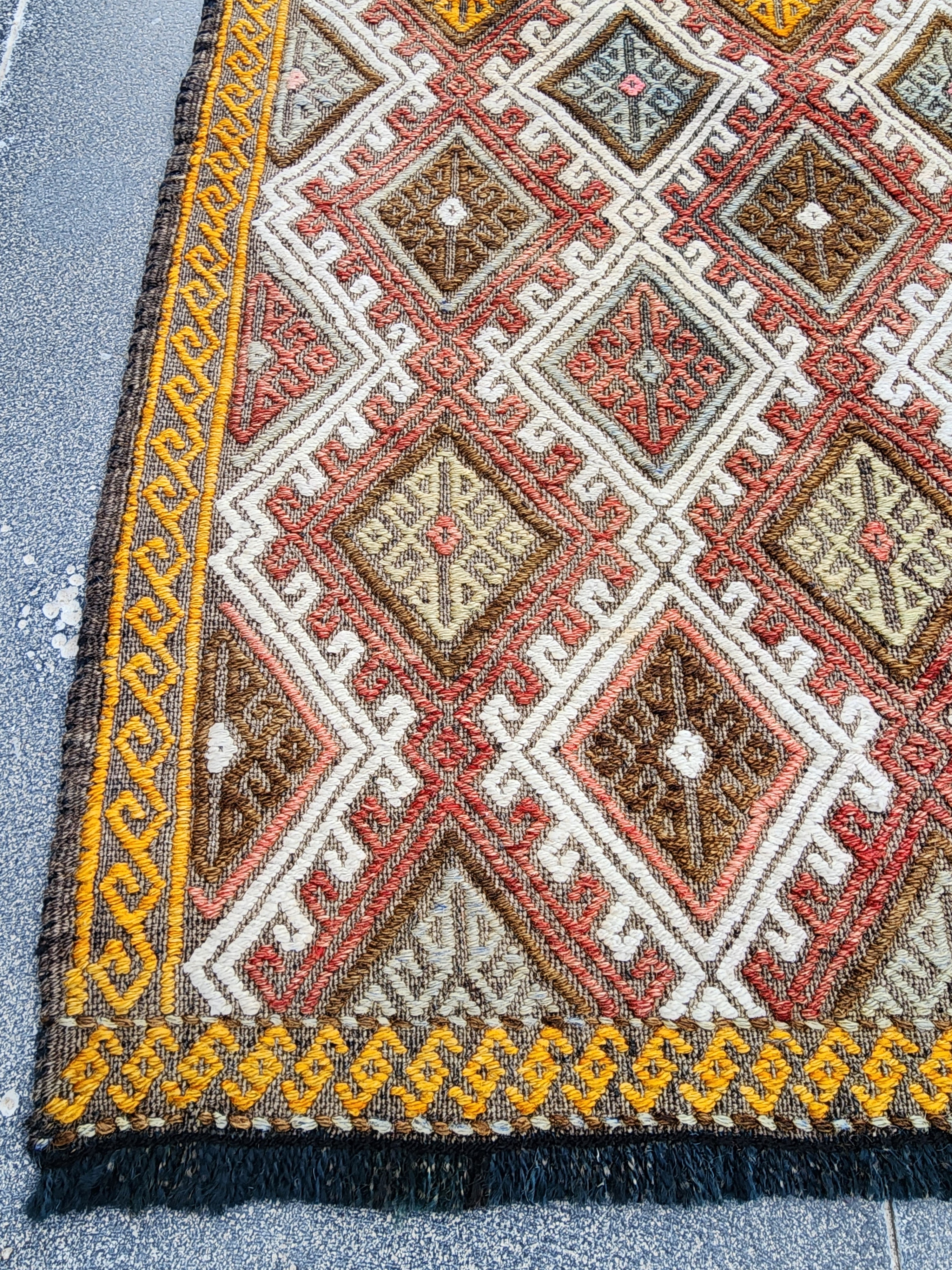 Andromeda — Vintage Turkish Kilim Rug, Handwoven Tribal Diamond Pattern Rug, 1'7''x2'2''