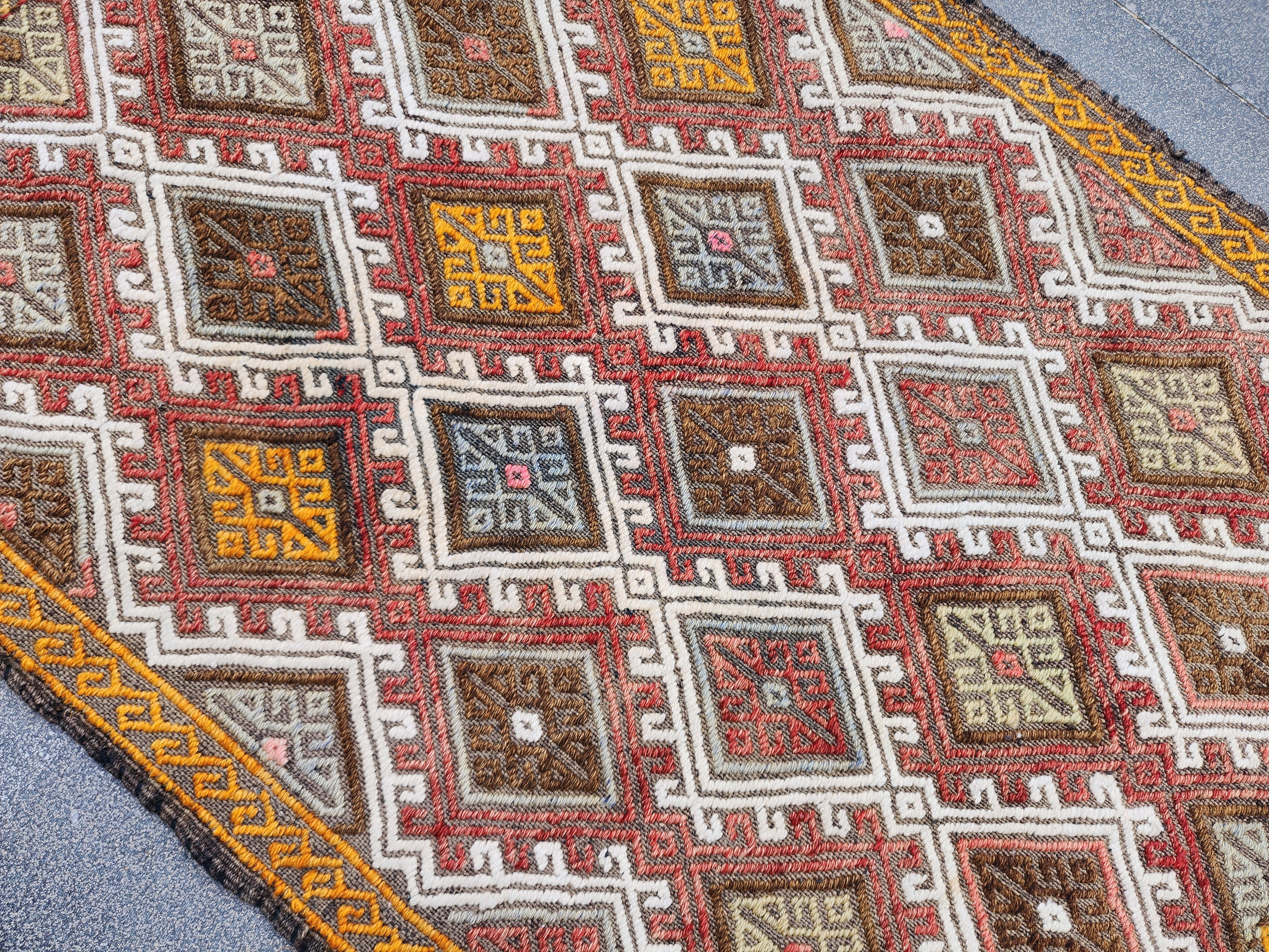 Andromeda — Vintage Turkish Kilim Rug, Handwoven Tribal Diamond Pattern Rug, 1'7''x2'2''