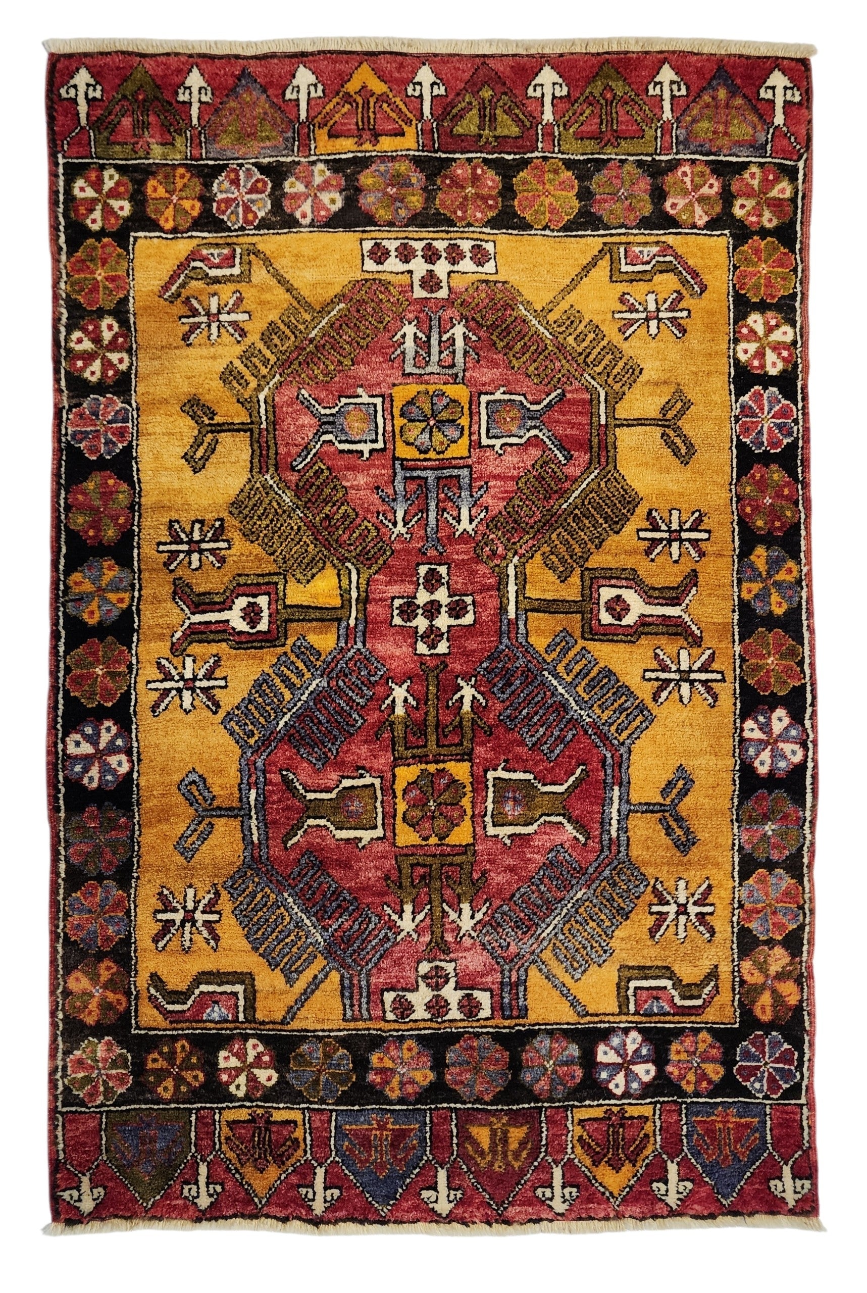 Tilphousa — Konya Yellow and Red Organic Wool Area Rug