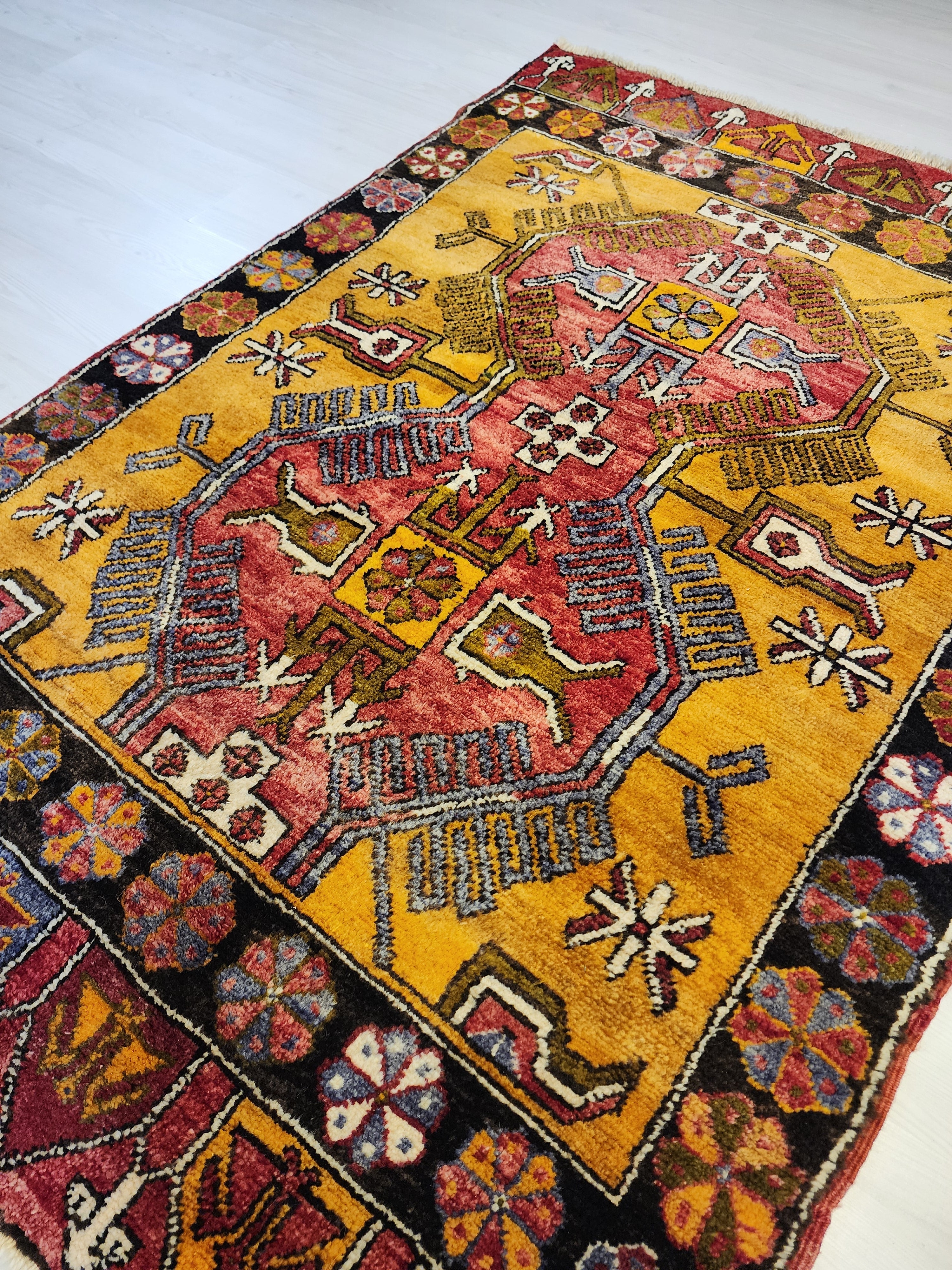 Tilphousa — Konya Yellow and Red Organic Wool Area Rug