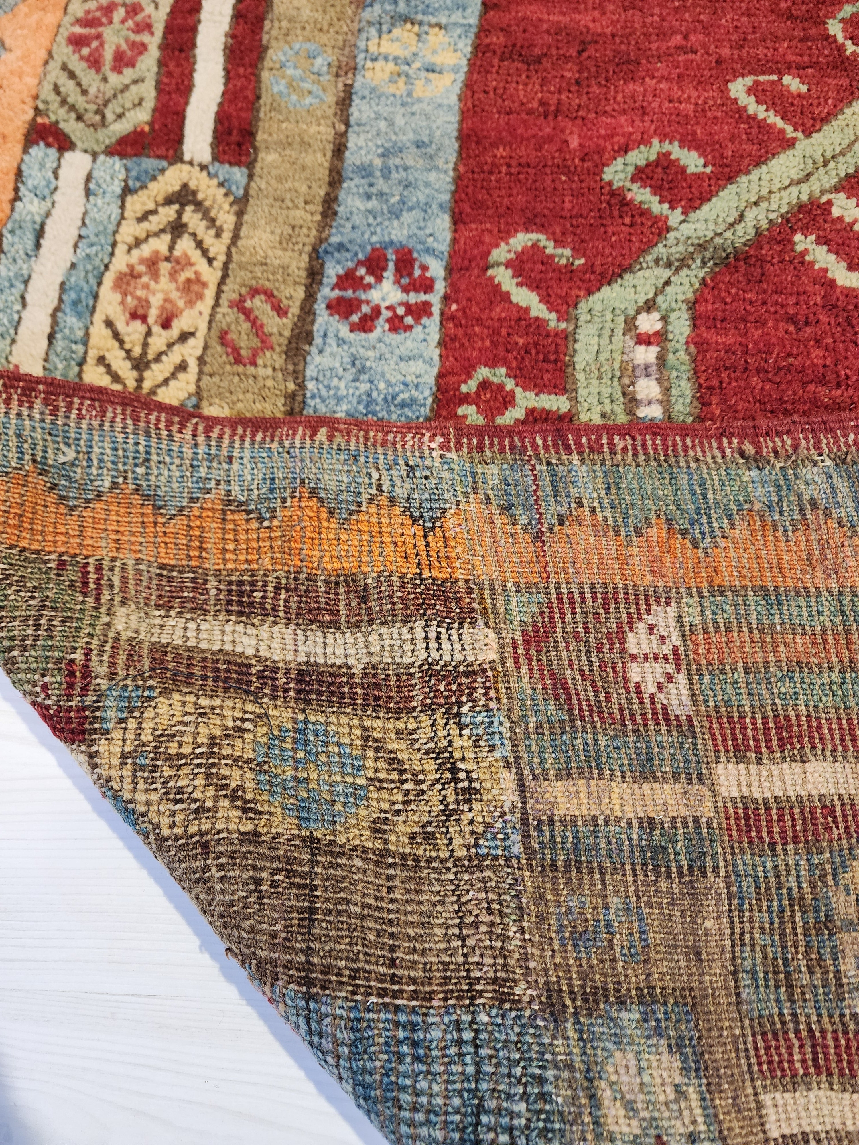 Ottomano — 1830s Ottoman Antique Wool Rug, Natural Dye Tribal Area Rug