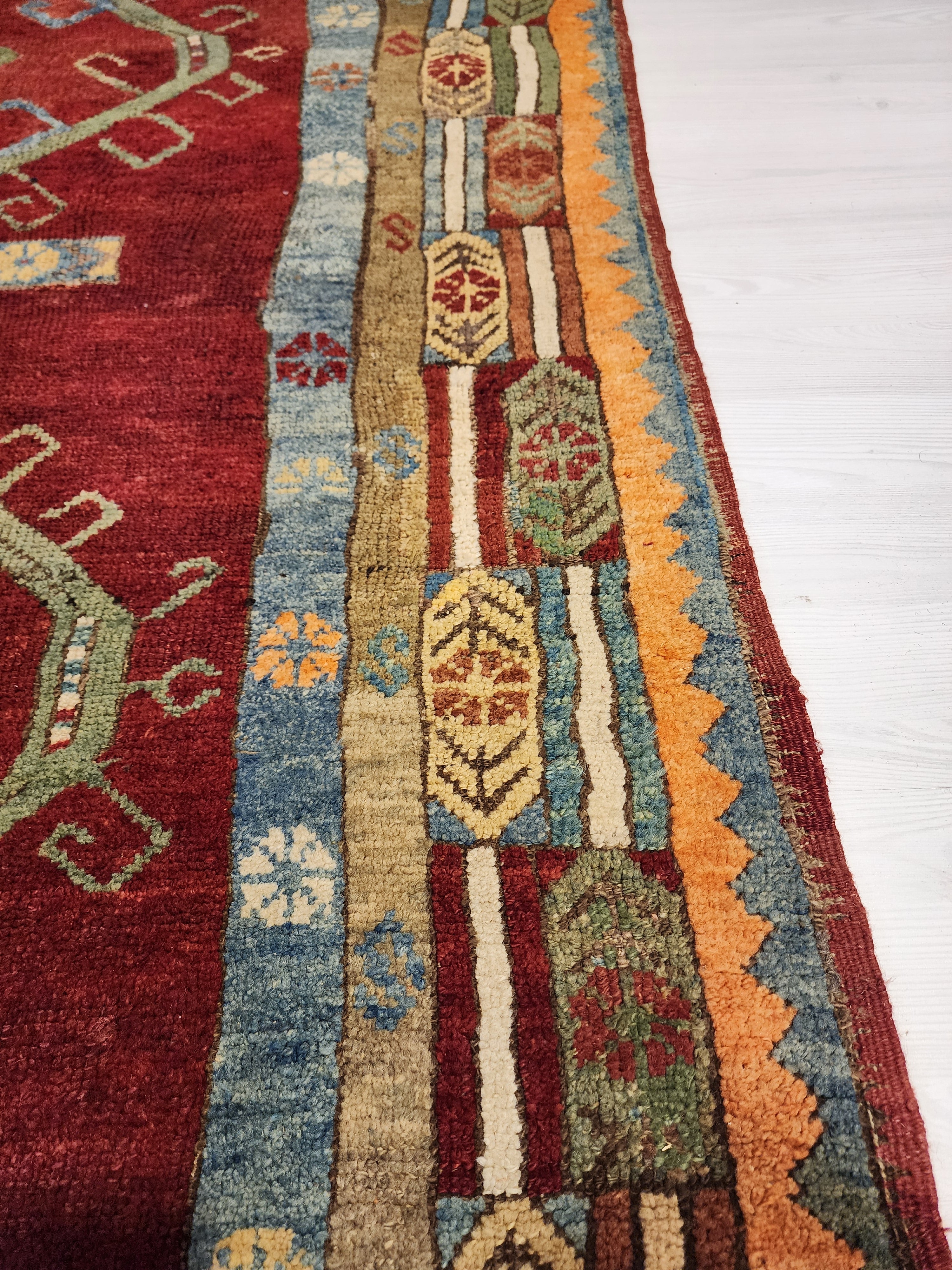 Ottomano — 1830s Ottoman Antique Wool Rug, Natural Dye Tribal Area Rug