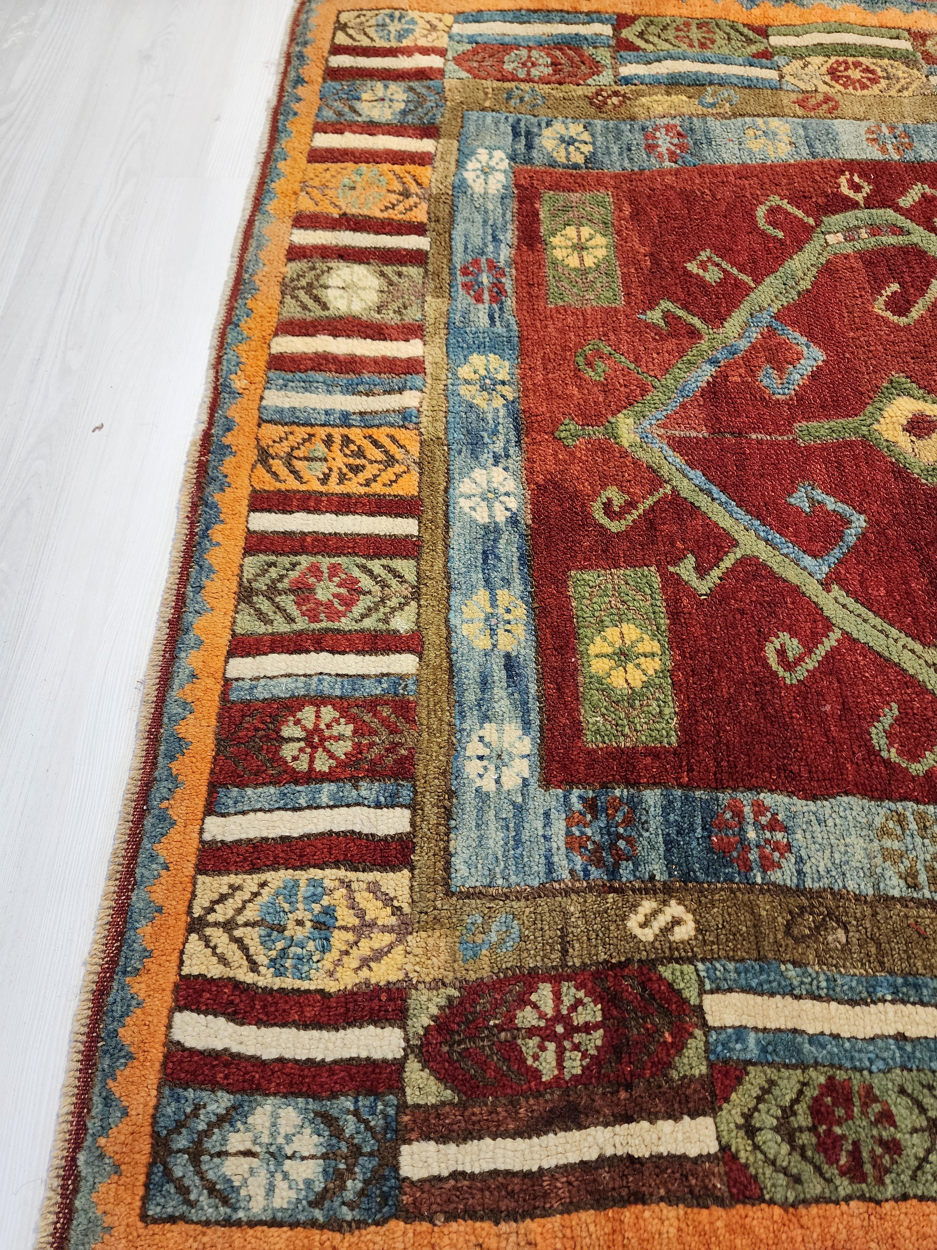 Ottomano — 1830s Ottoman Antique Wool Rug, Natural Dye Tribal Area Rug