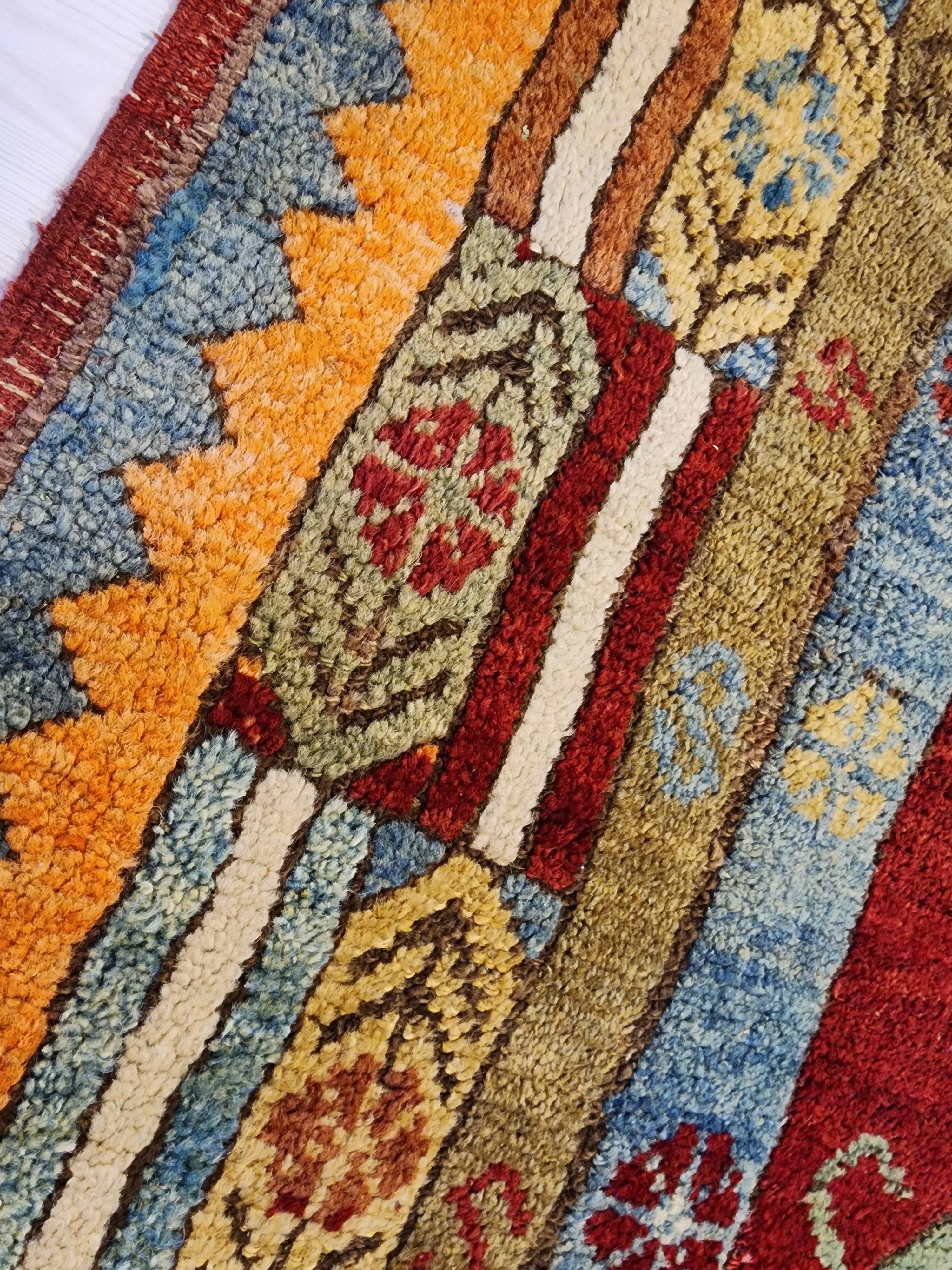 Ottomano — 1830s Ottoman Antique Wool Rug, Natural Dye Tribal Area Rug
