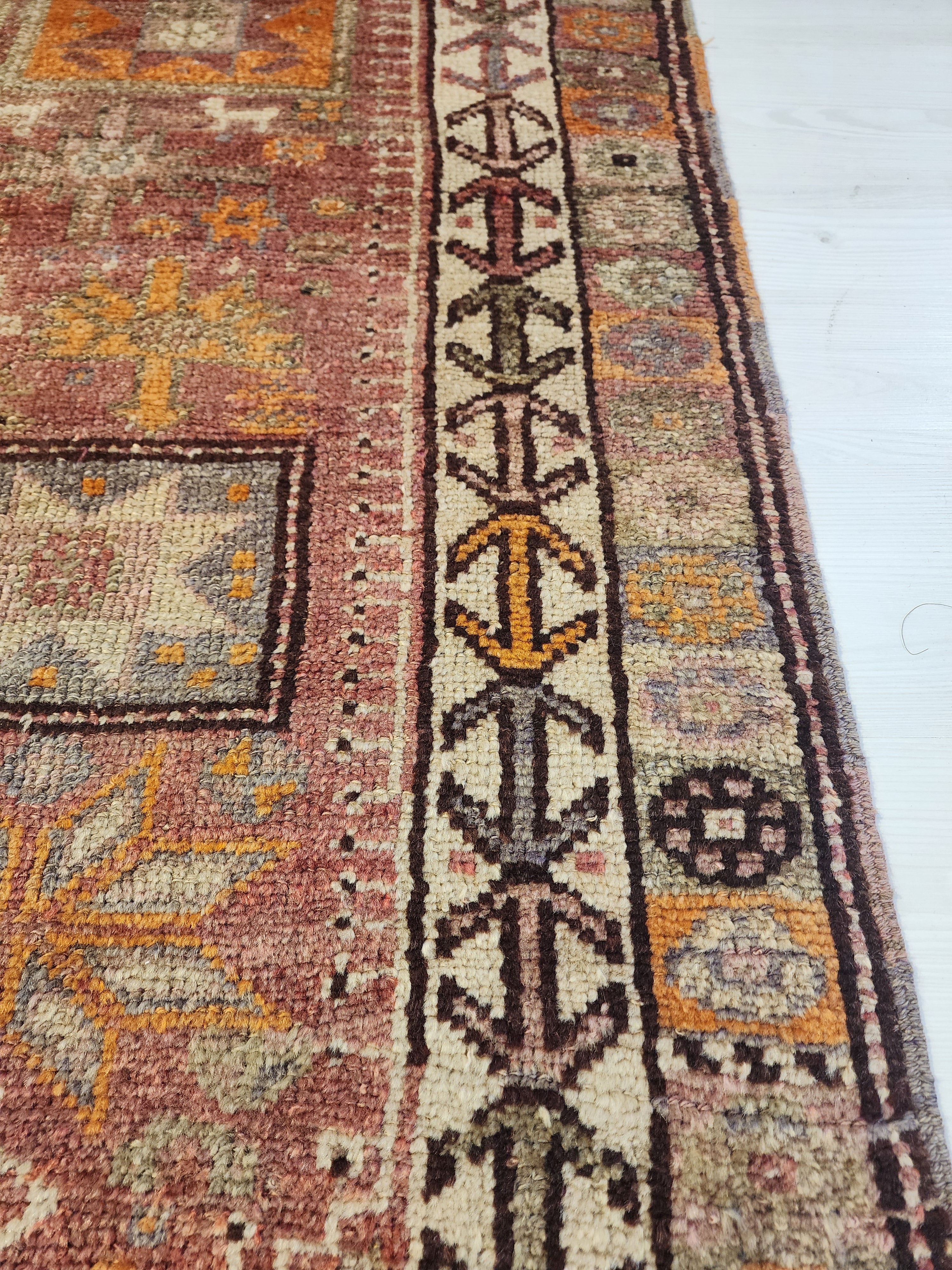 Antique Kurdish Runner Rug, Hand Knotted Wool Tribal Anatolian Runner, 3'6''x6'6''