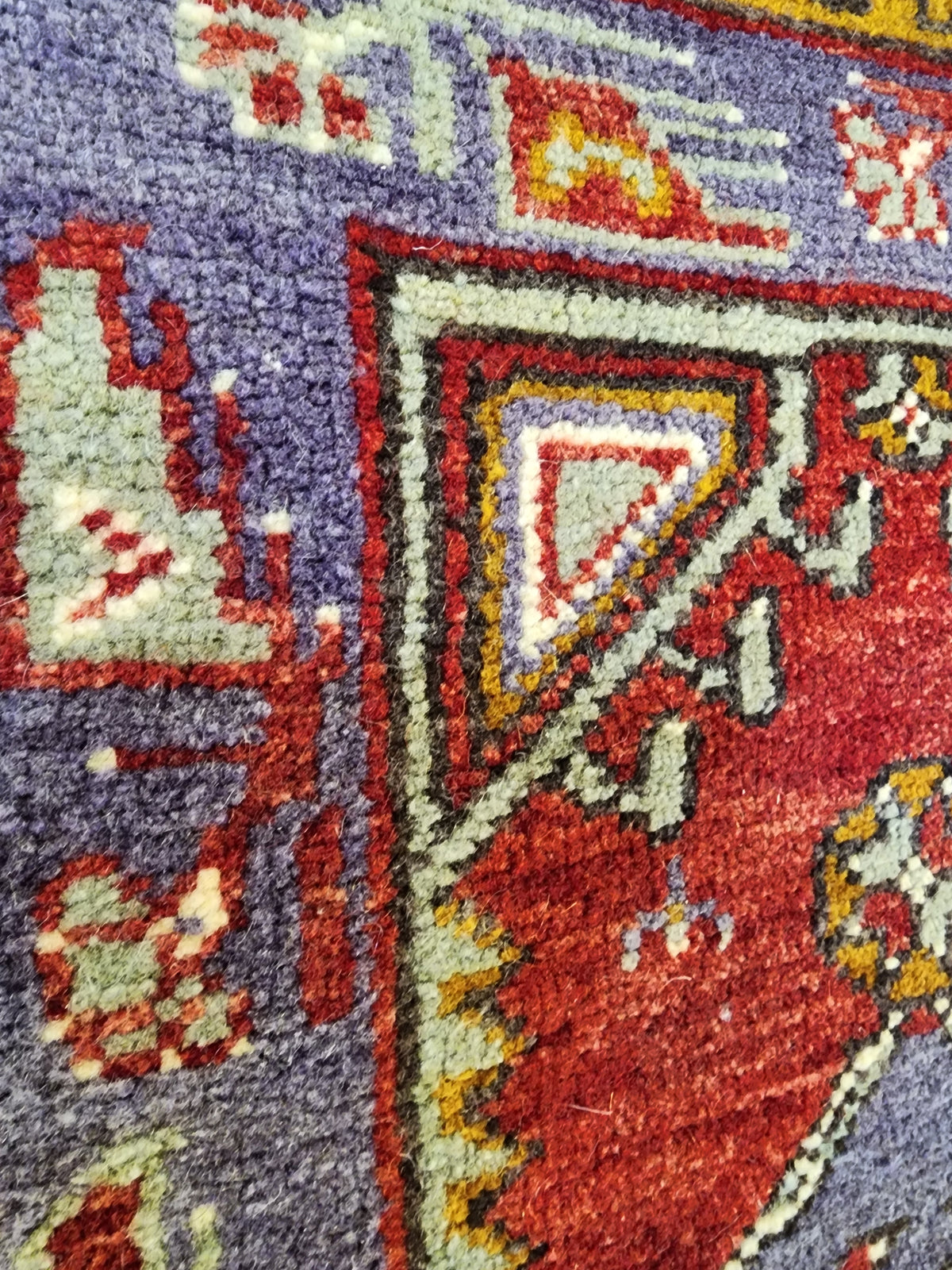 1960s Anatolian Wool Rug, Purple Red Geometric Tribal Door Mat (57x120cm)