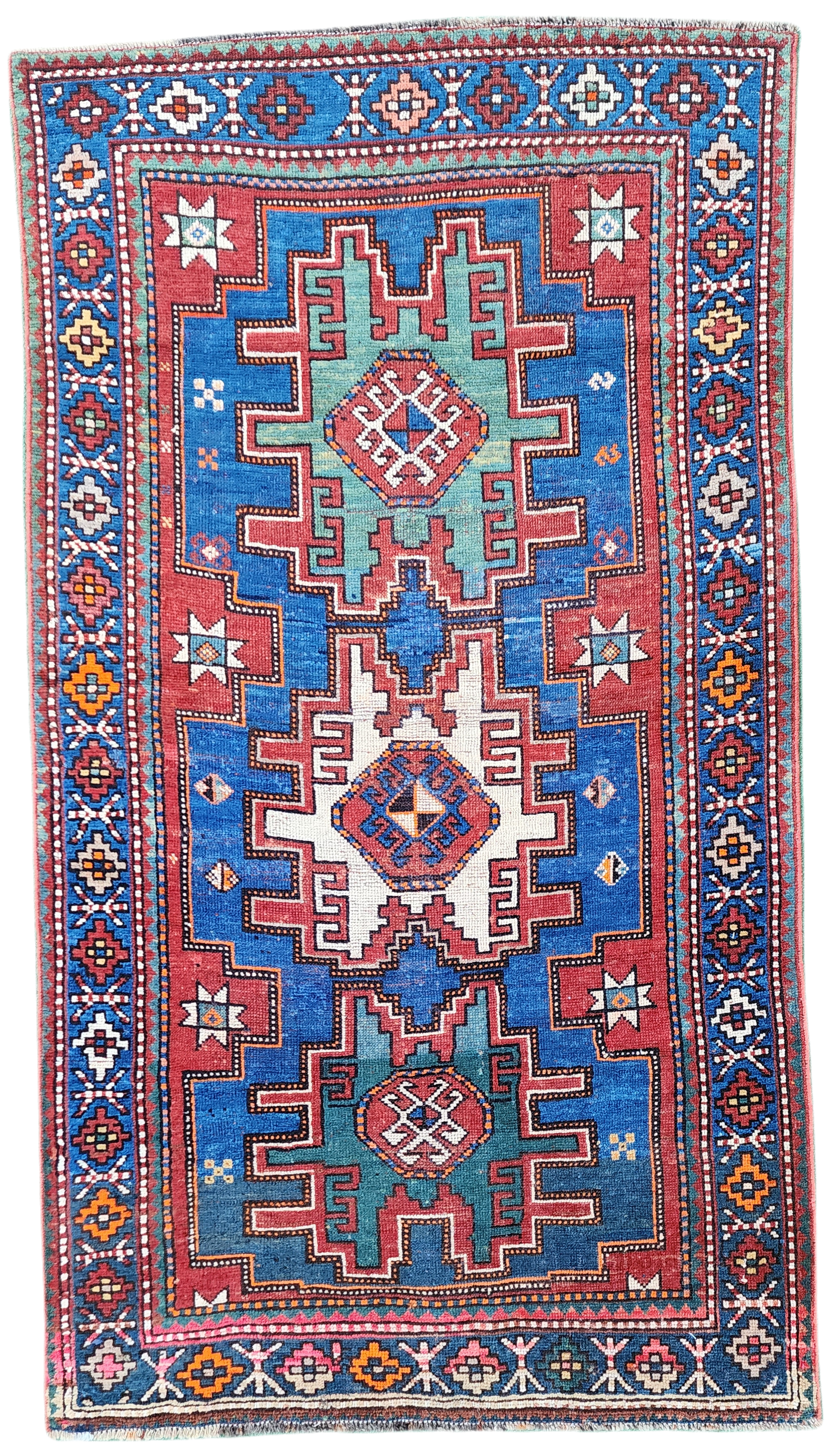 Antique Caucasian Area Rug 5'7'' x 3'2'' Vintage Turkish Tribal Natural Wool Rug
