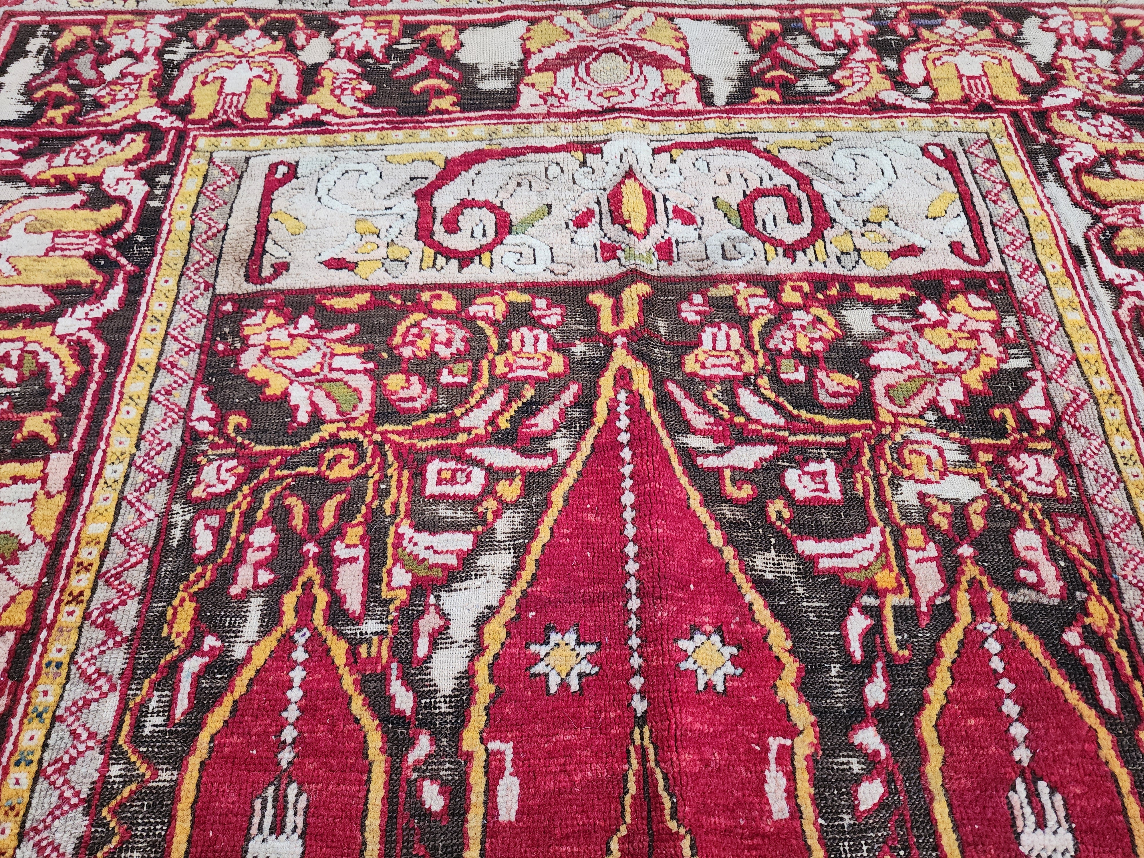 Antique Fertek Turkish Rug, 18th Century Wool Wall Hanging (6ft 8in x 5ft )