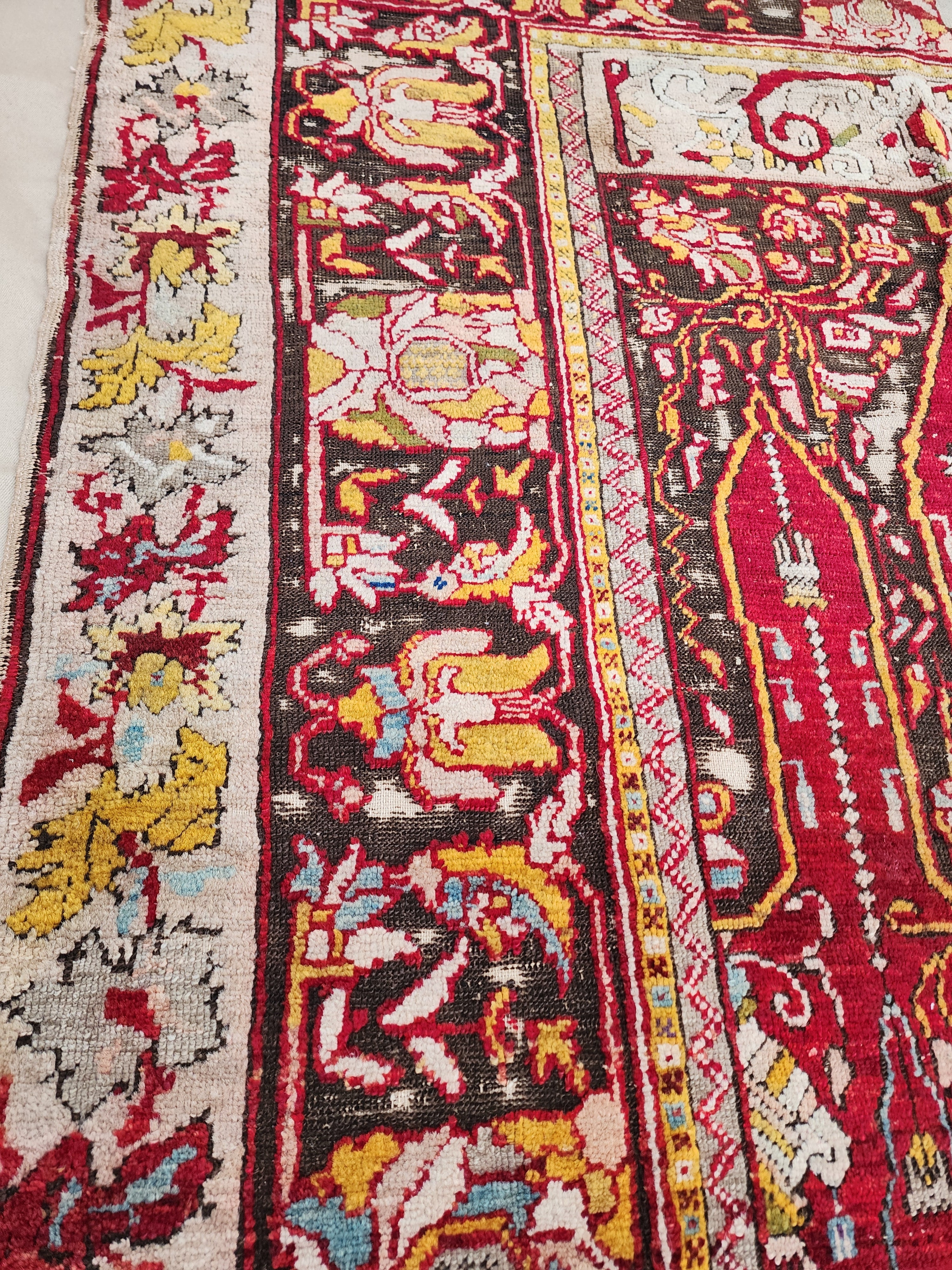 Antique Fertek Turkish Rug, 18th Century Wool Wall Hanging (6ft 8in x 5ft )