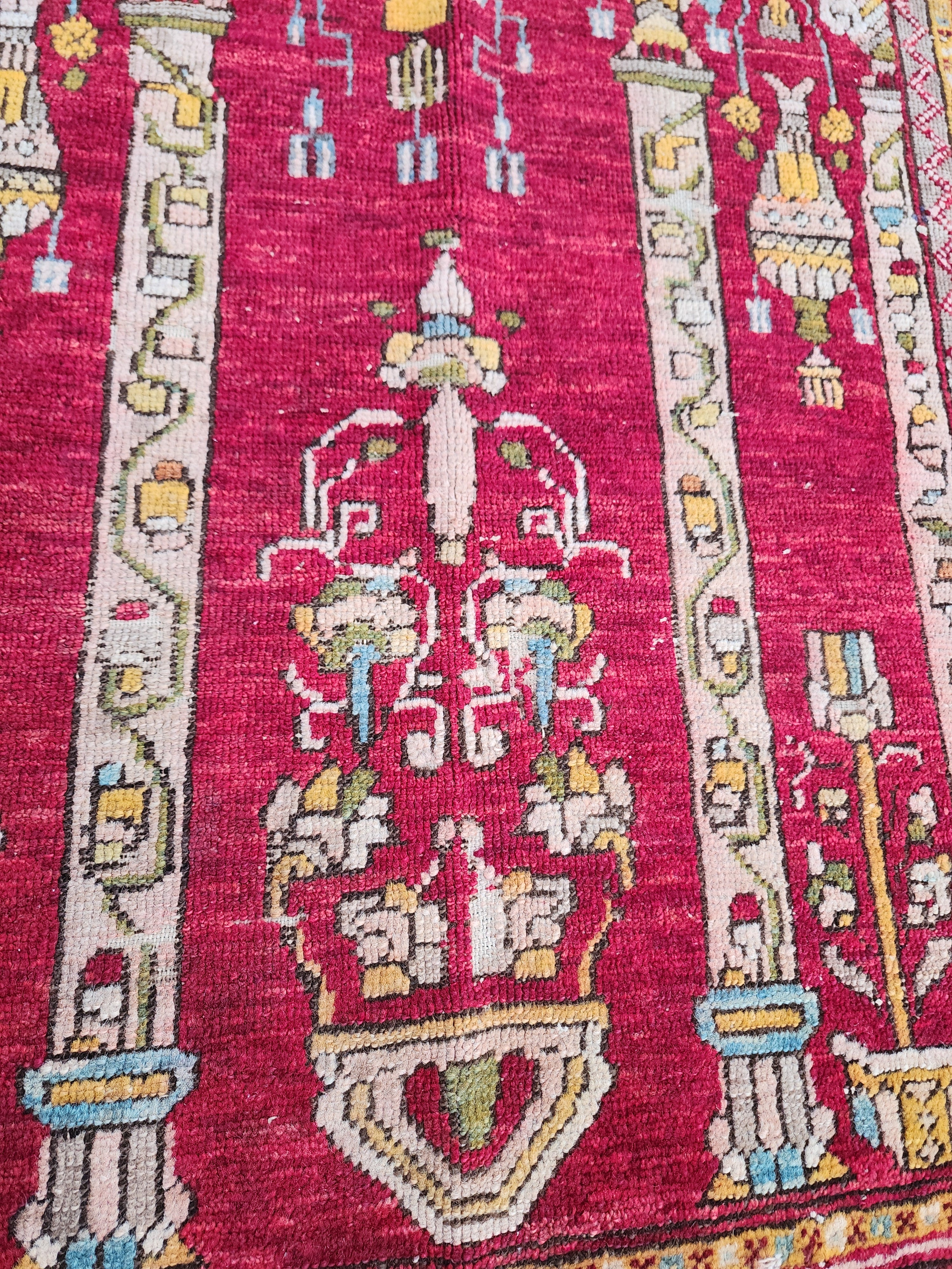 Antique Fertek Turkish Rug, 18th Century Wool Wall Hanging (6ft 8in x 5ft )