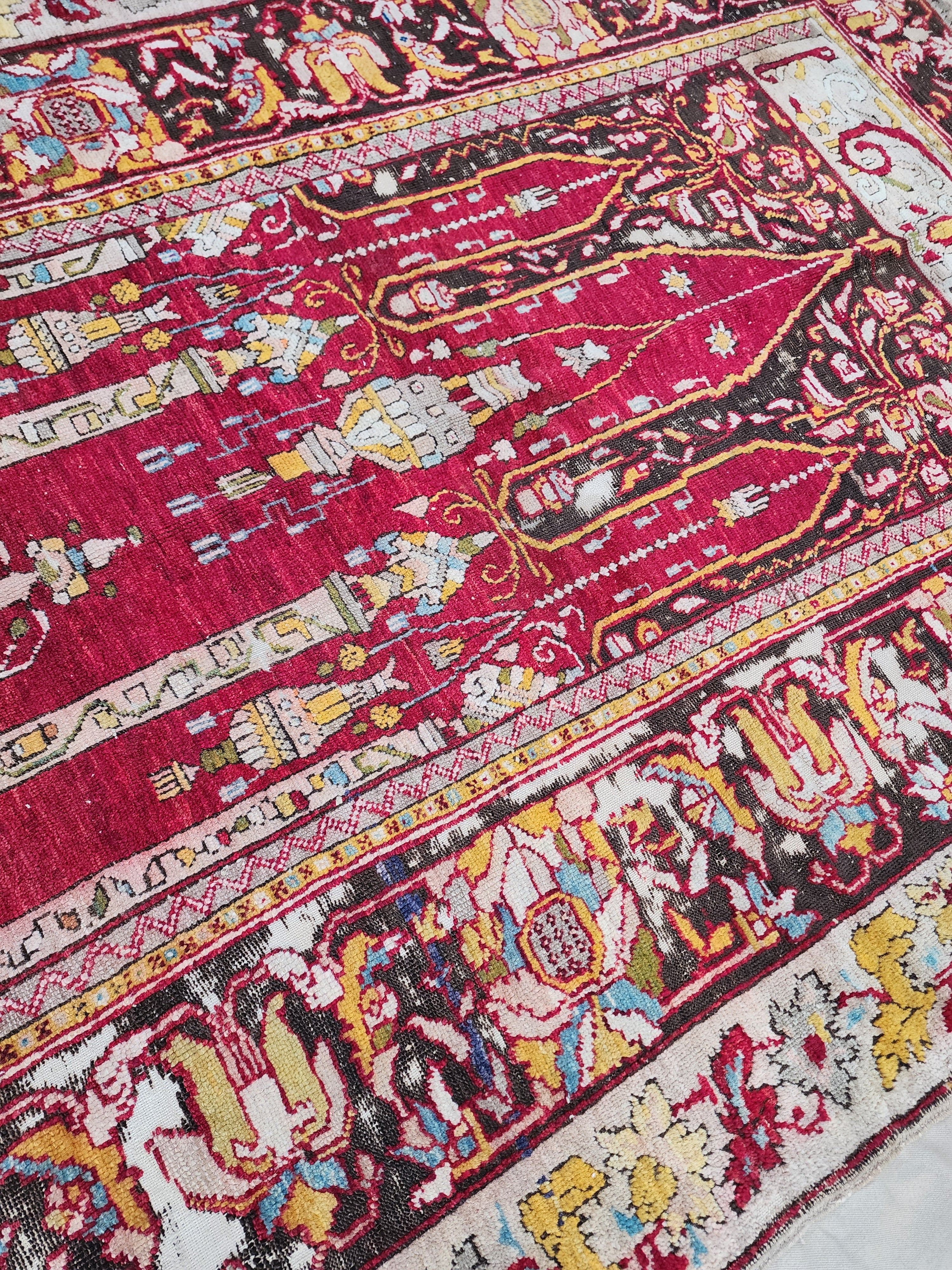 Antique Fertek Turkish Rug, 18th Century Wool Wall Hanging (6ft 8in x 5ft )