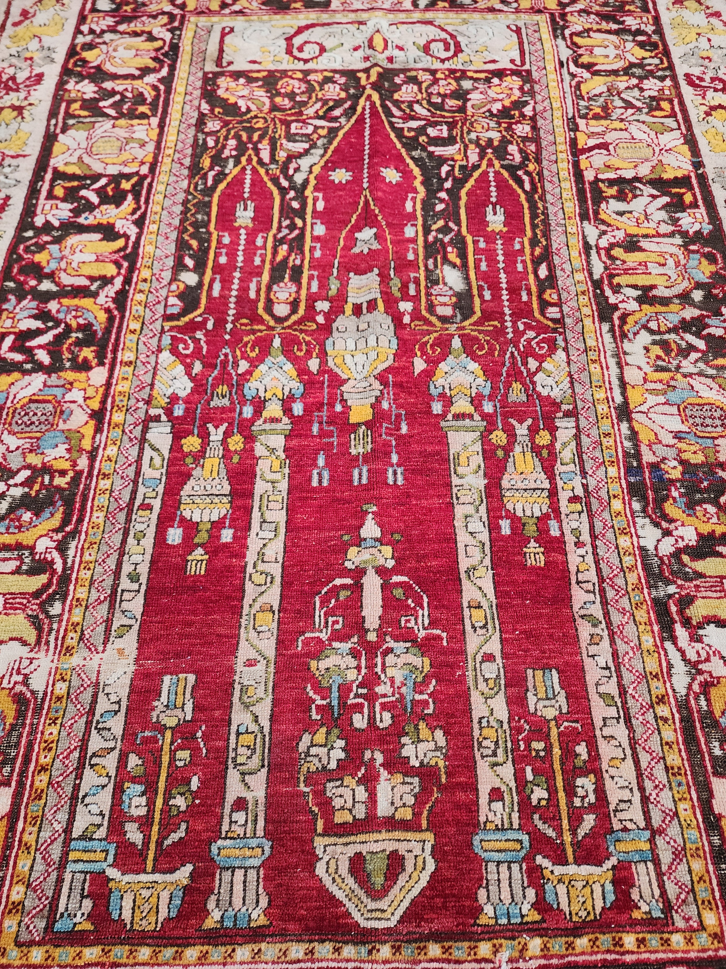Antique Fertek Turkish Rug, 18th Century Wool Wall Hanging (6ft 8in x 5ft )