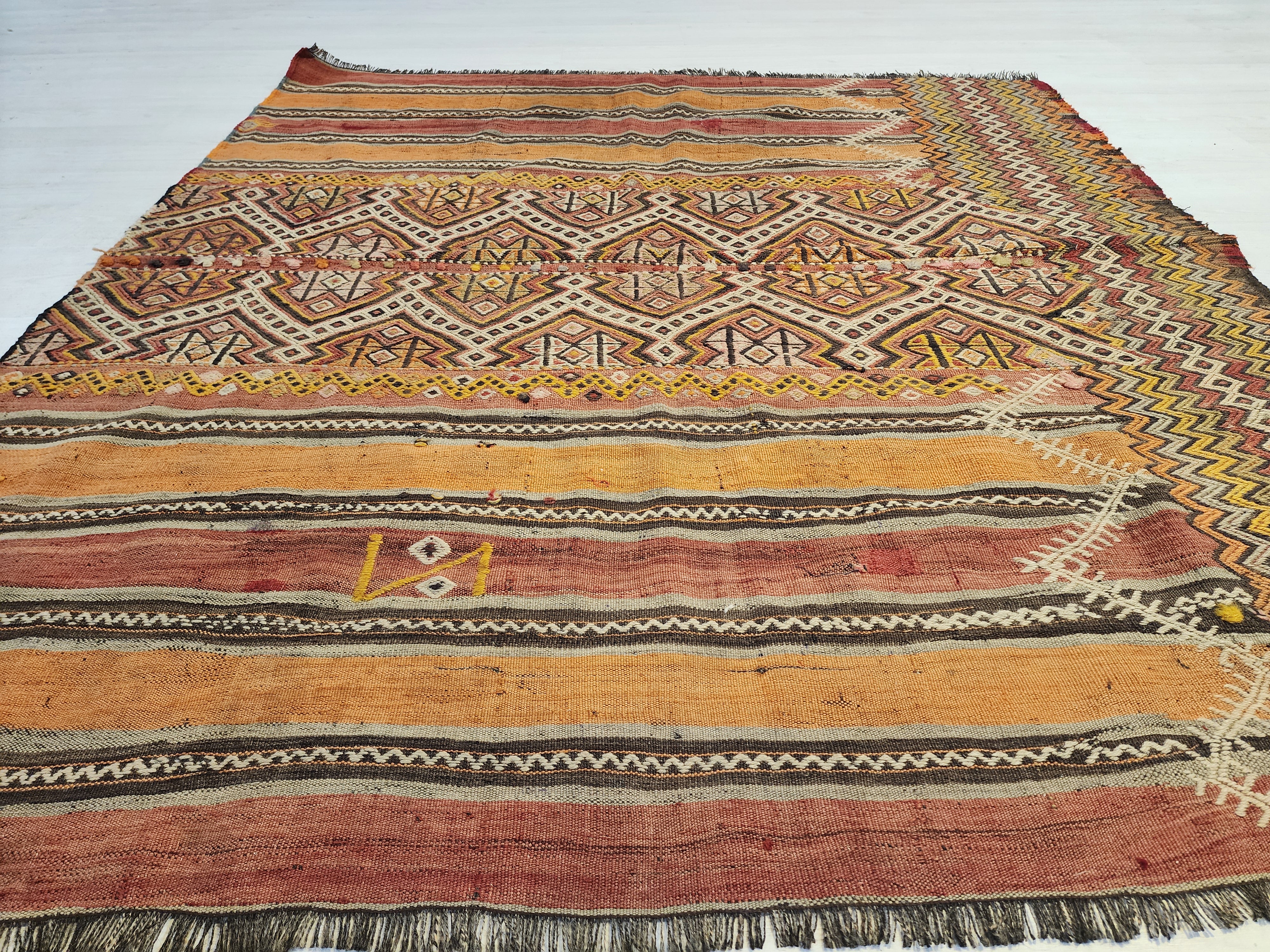 Xanthia — Antique Sivas Kilim Rug, Natural Madder Dye, Handwoven Tribal Turkish Boho Decor