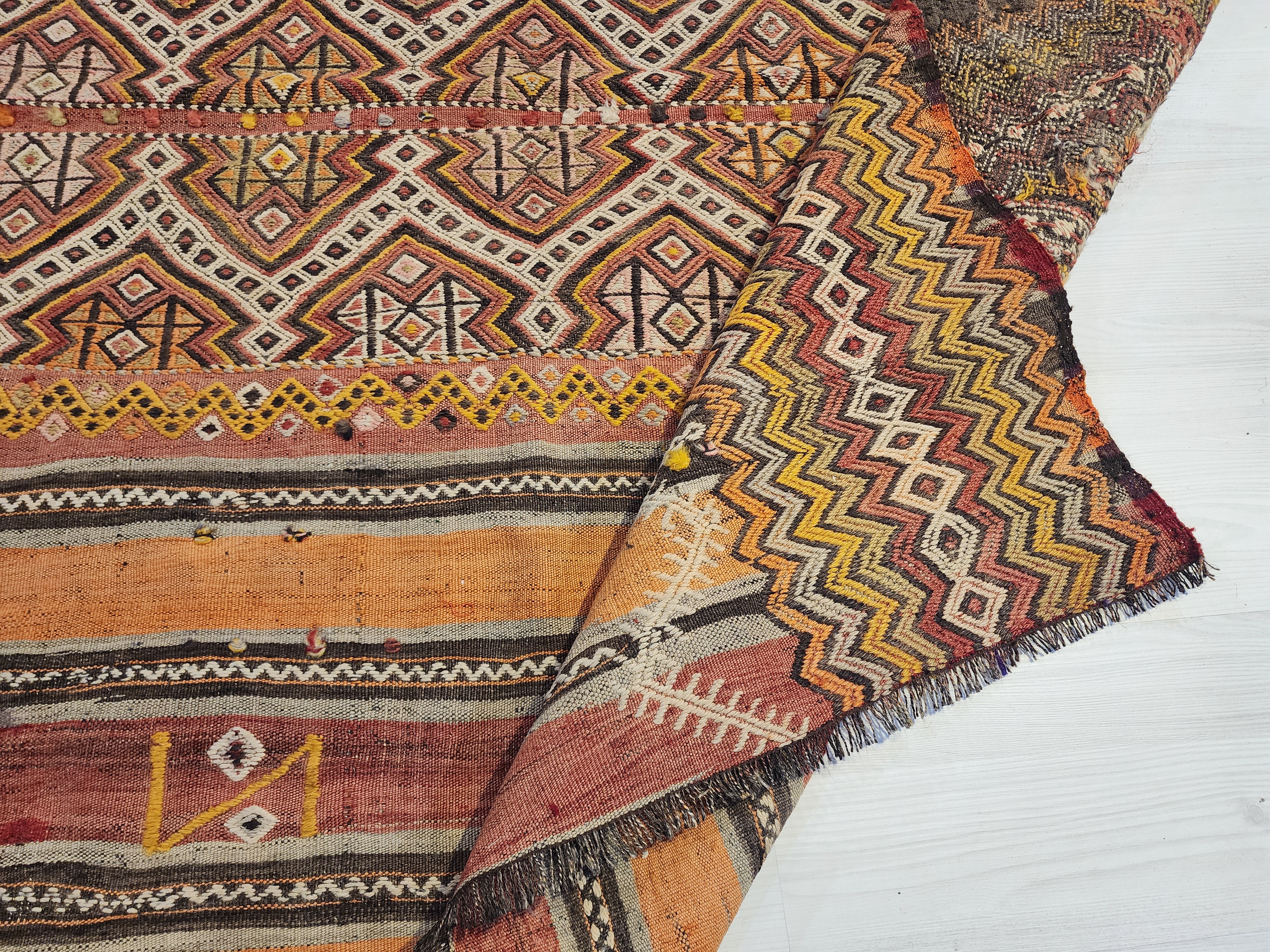 Xanthia — Antique Sivas Kilim Rug, Natural Madder Dye, Handwoven Tribal Turkish Boho Decor