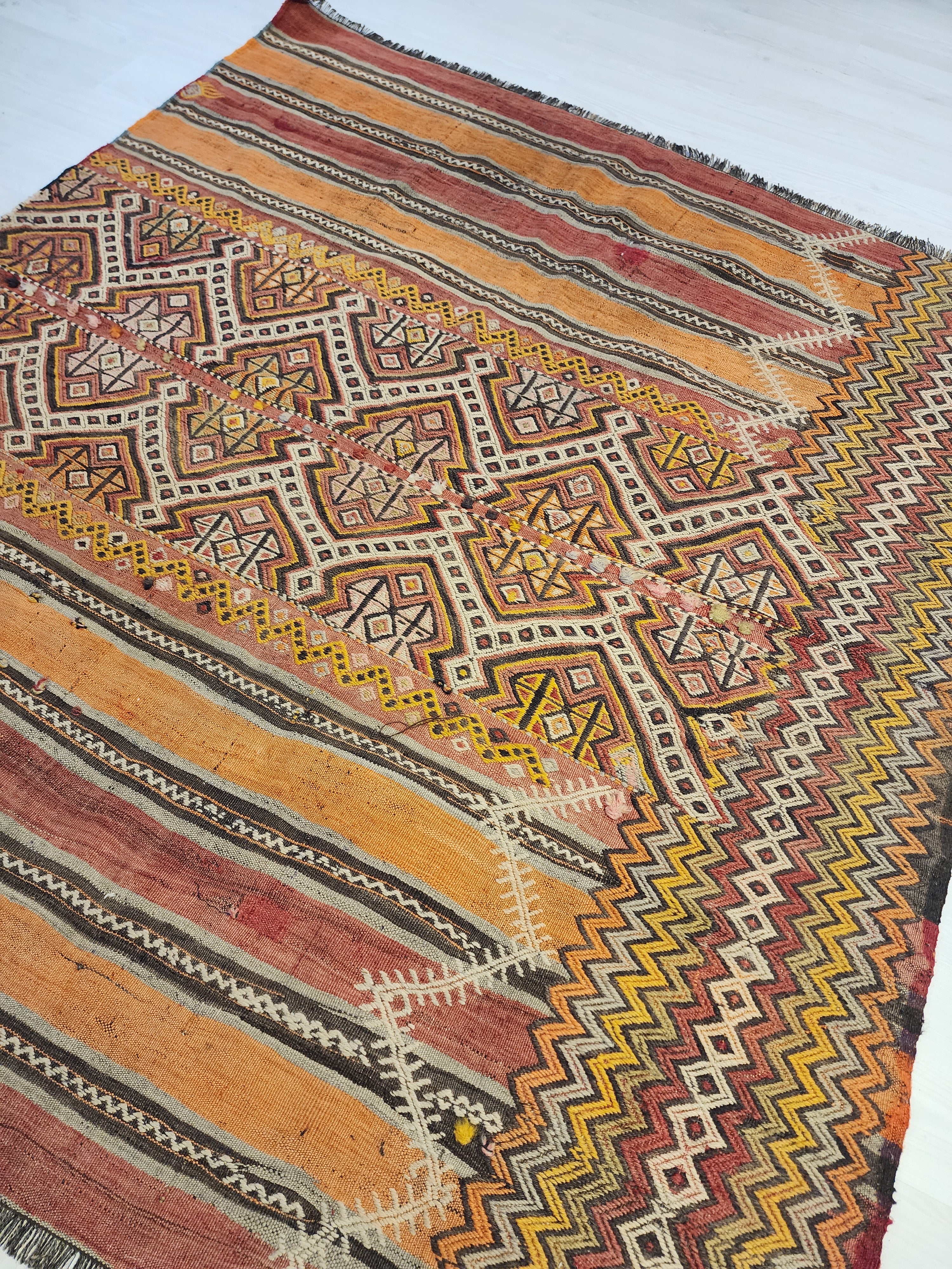 Xanthia — Antique Sivas Kilim Rug, Natural Madder Dye, Handwoven Tribal Turkish Boho Decor