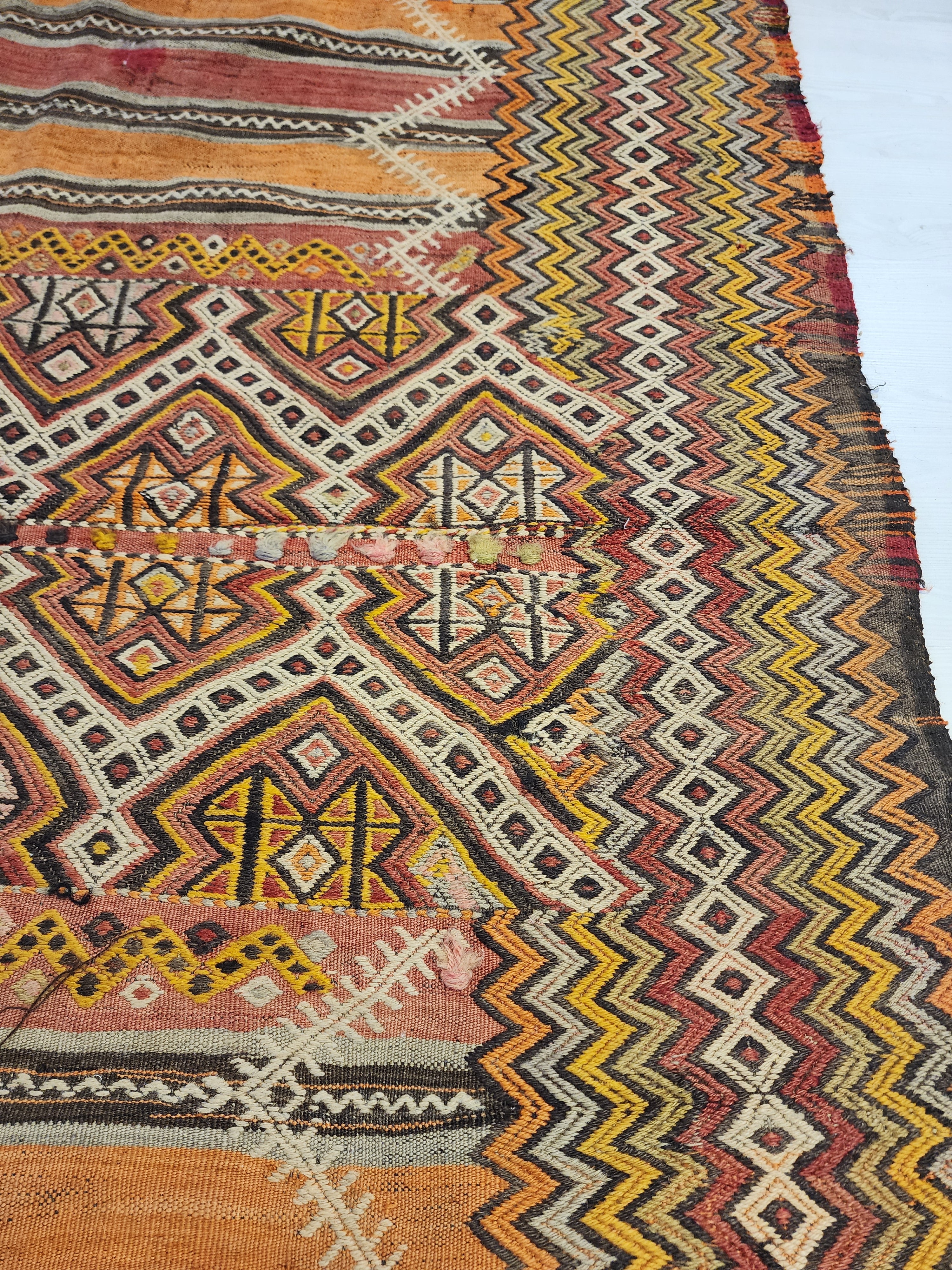 Xanthia — Antique Sivas Kilim Rug, Natural Madder Dye, Handwoven Tribal Turkish Boho Decor