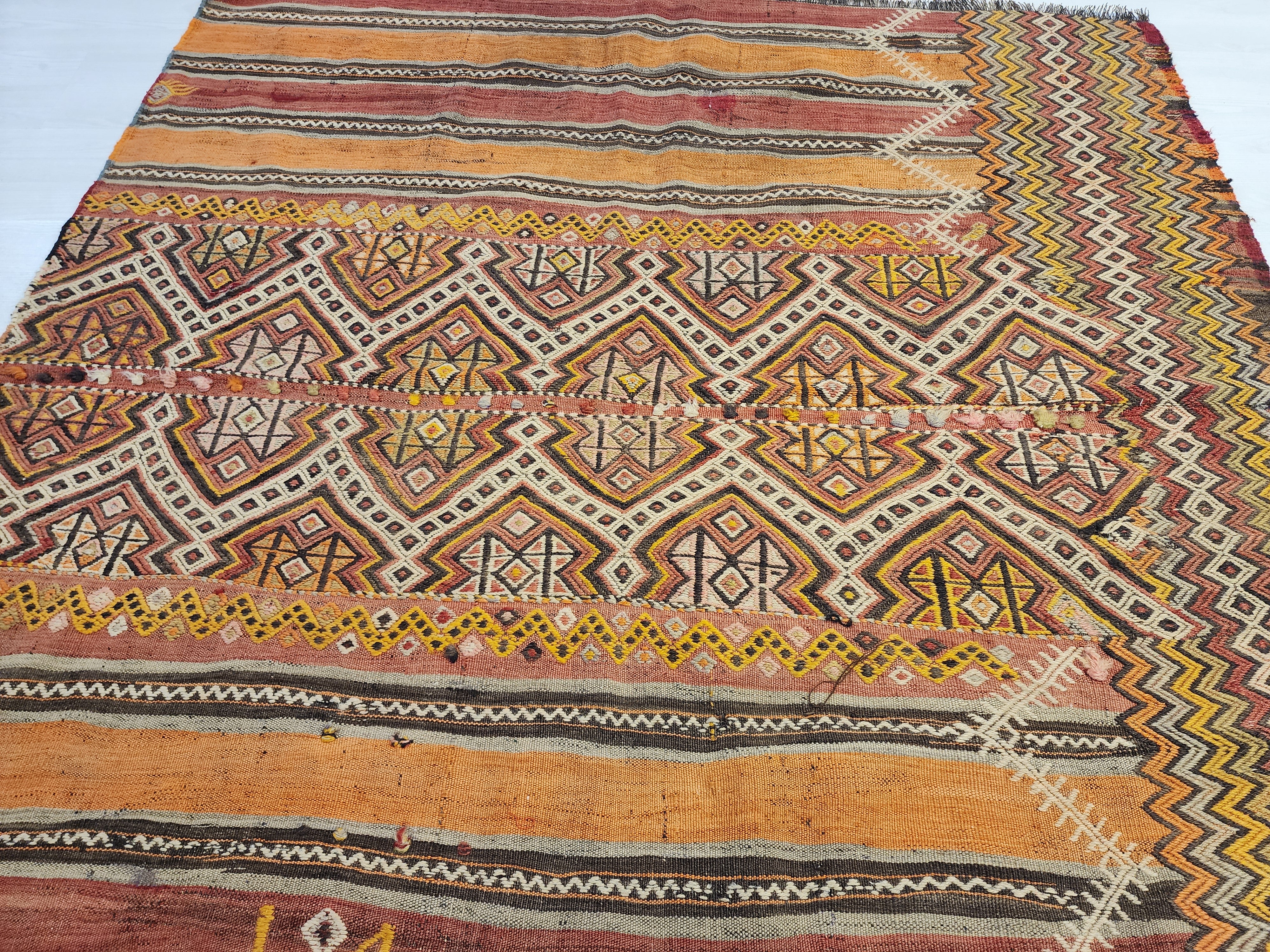 Xanthia — Antique Sivas Kilim Rug, Natural Madder Dye, Handwoven Tribal Turkish Boho Decor